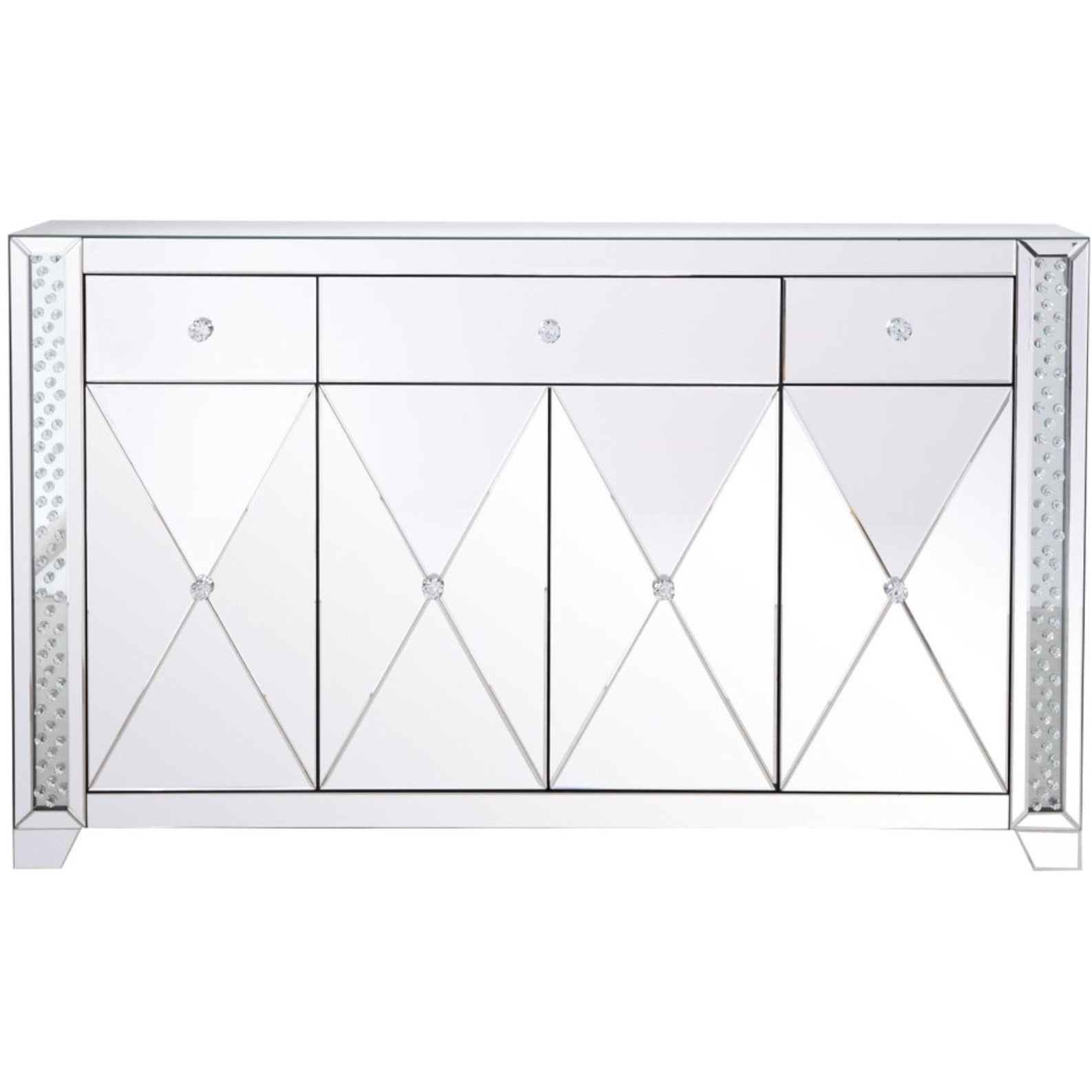 60 in clear crystal mirrored credenza