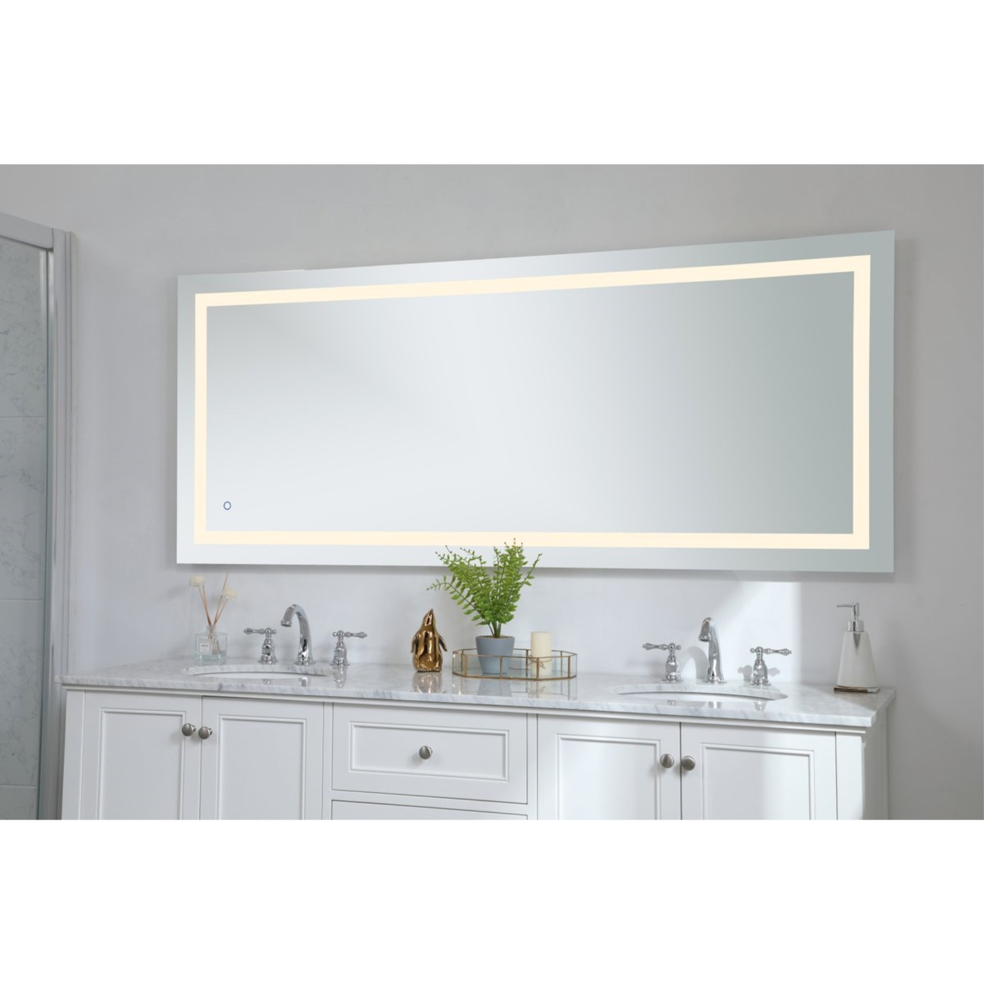 Helios 30in x 72in Hardwired LED mirror with touch sensor and color changing temperature 3000K/4200K/6400K
