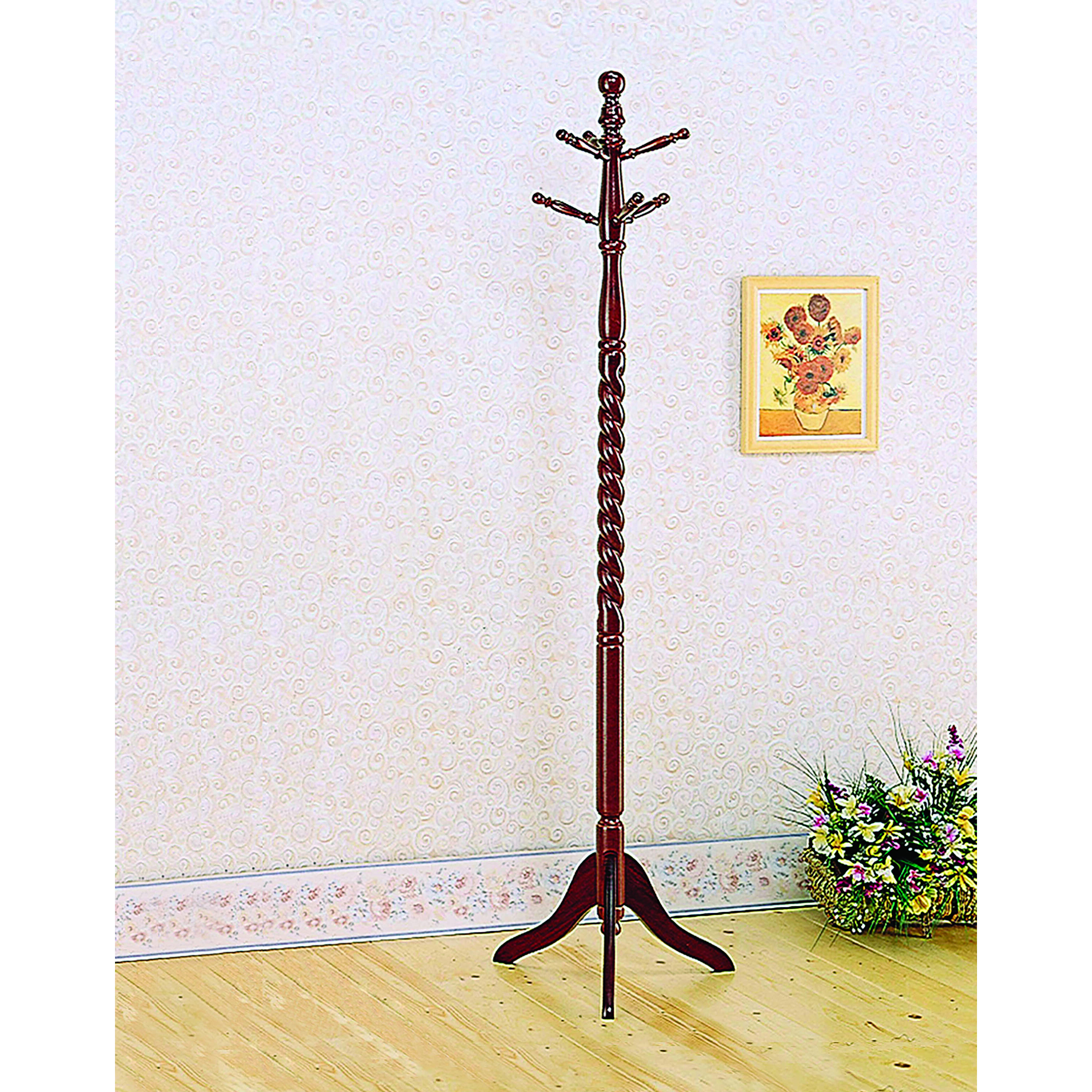 Traditional Merlot Twisted Post Coat Rack