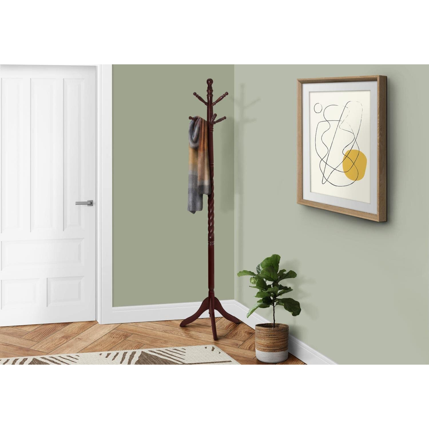 Traditional Merlot Twisted Post Coat Rack