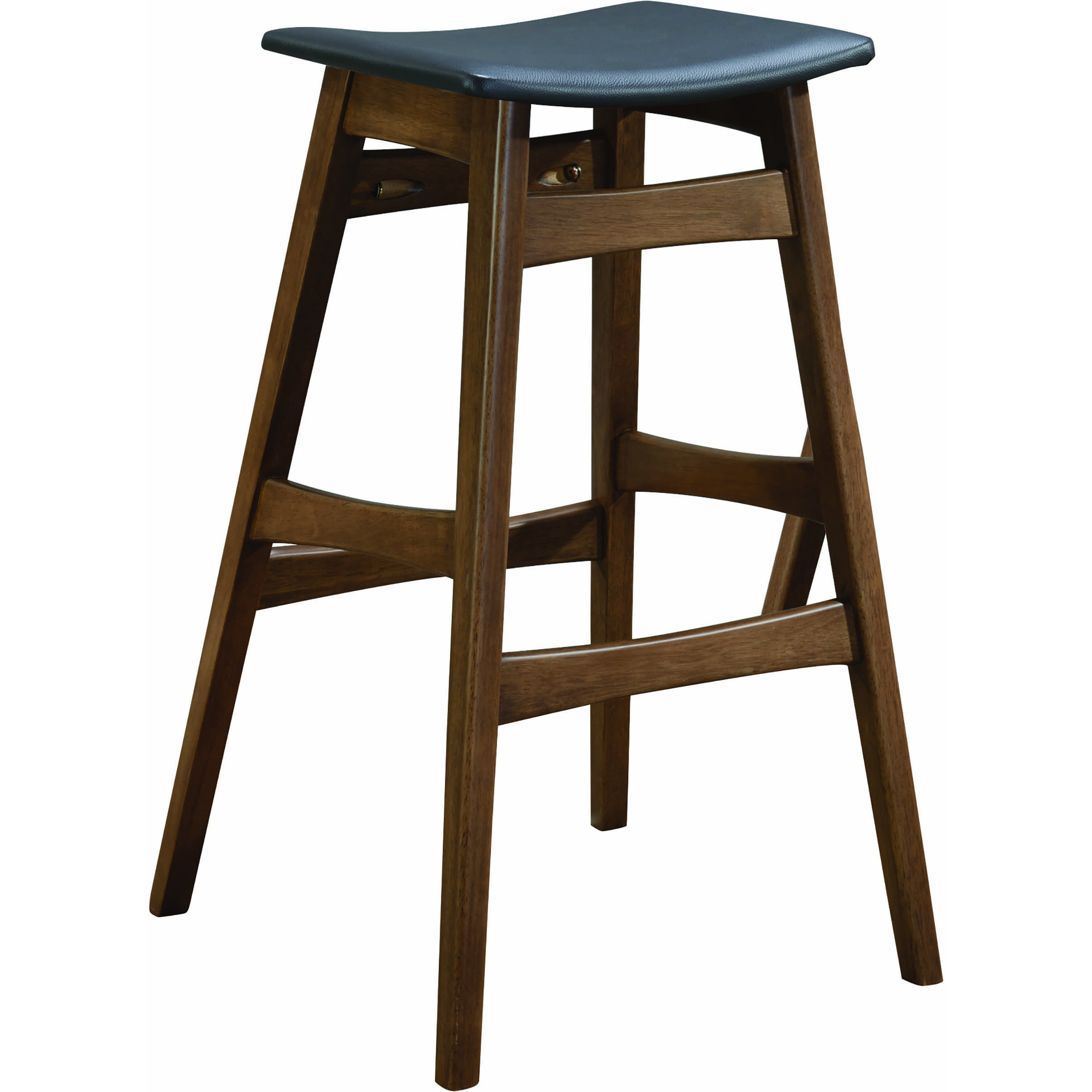 Mid-Century Natural Walnut Bar Stool