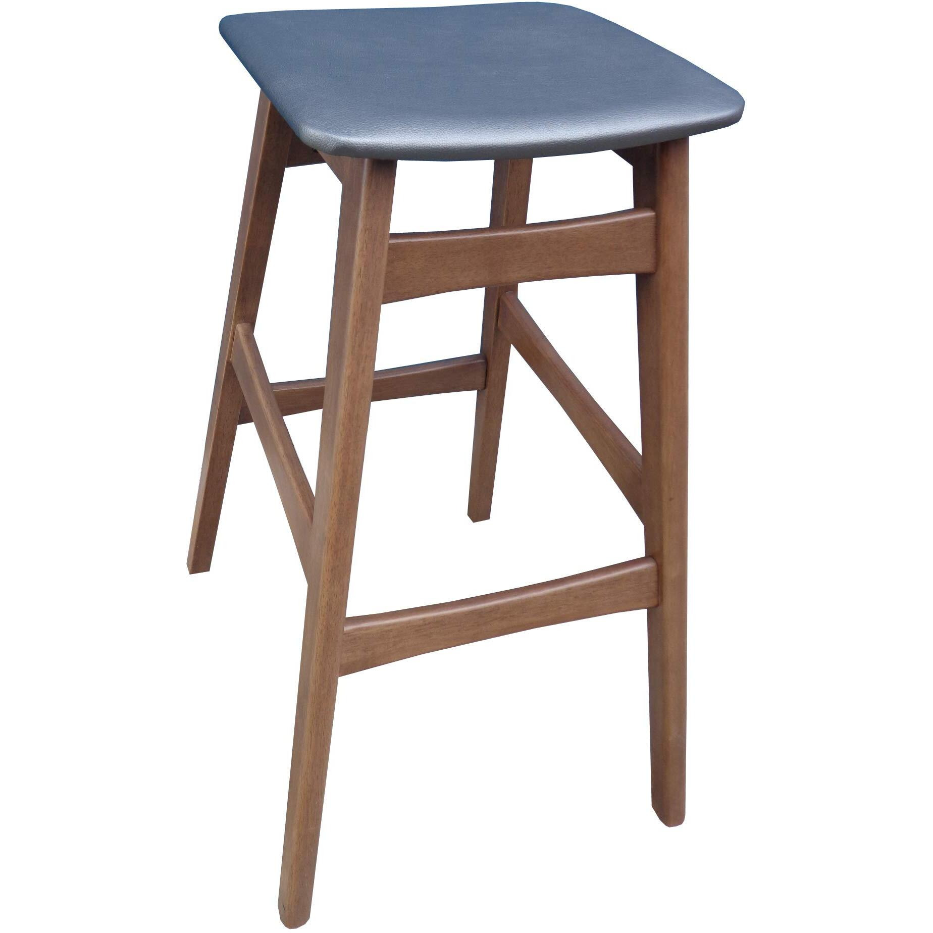Mid-Century Natural Walnut Bar Stool