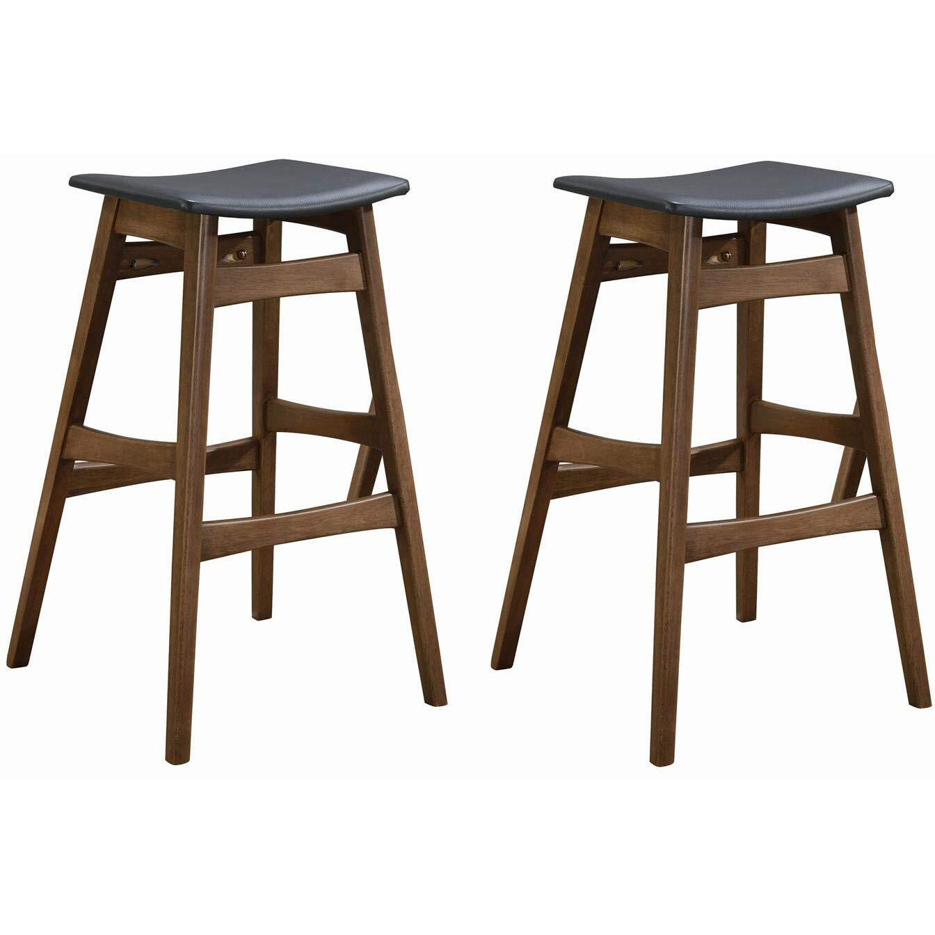 Mid-Century Natural Walnut Bar Stool