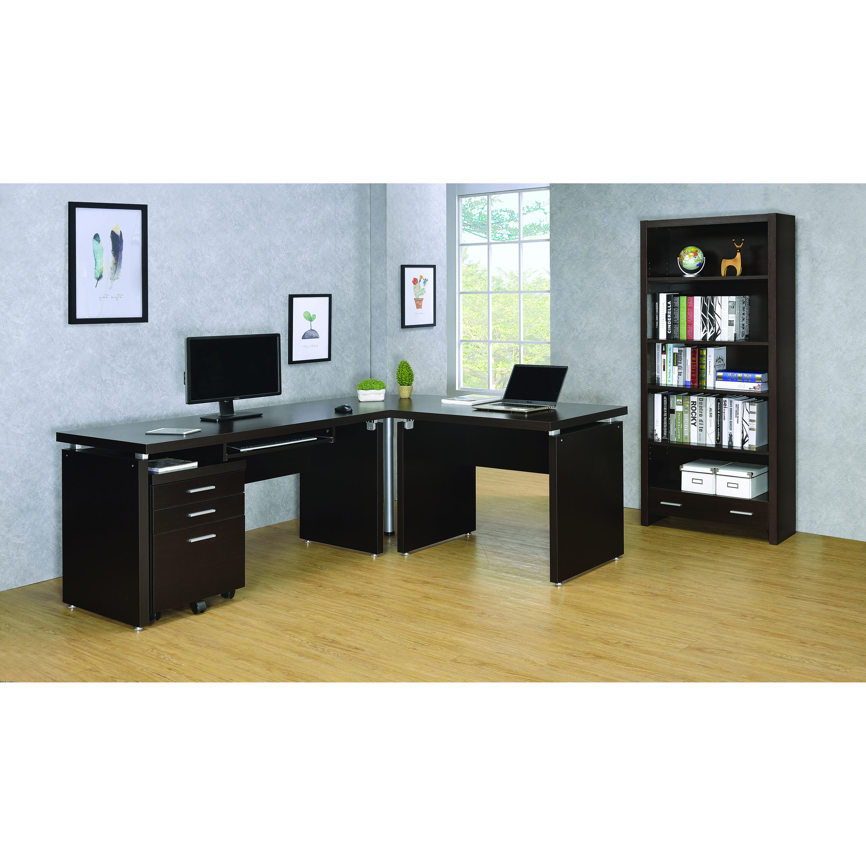 Skylar Contemporary Cappuccino Three-Drawer File Cabinet
