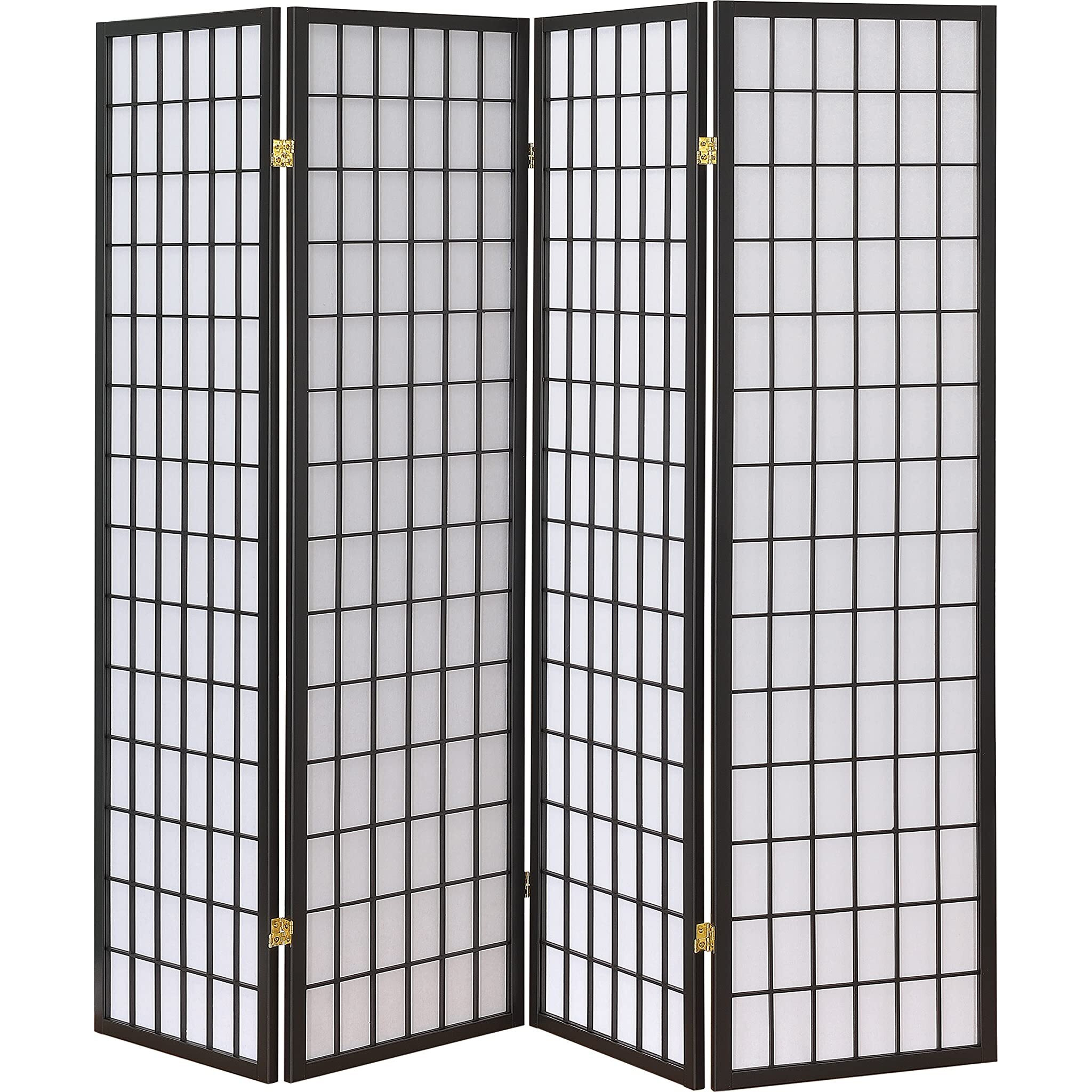 Dark Grey Four Panel Folding Screen