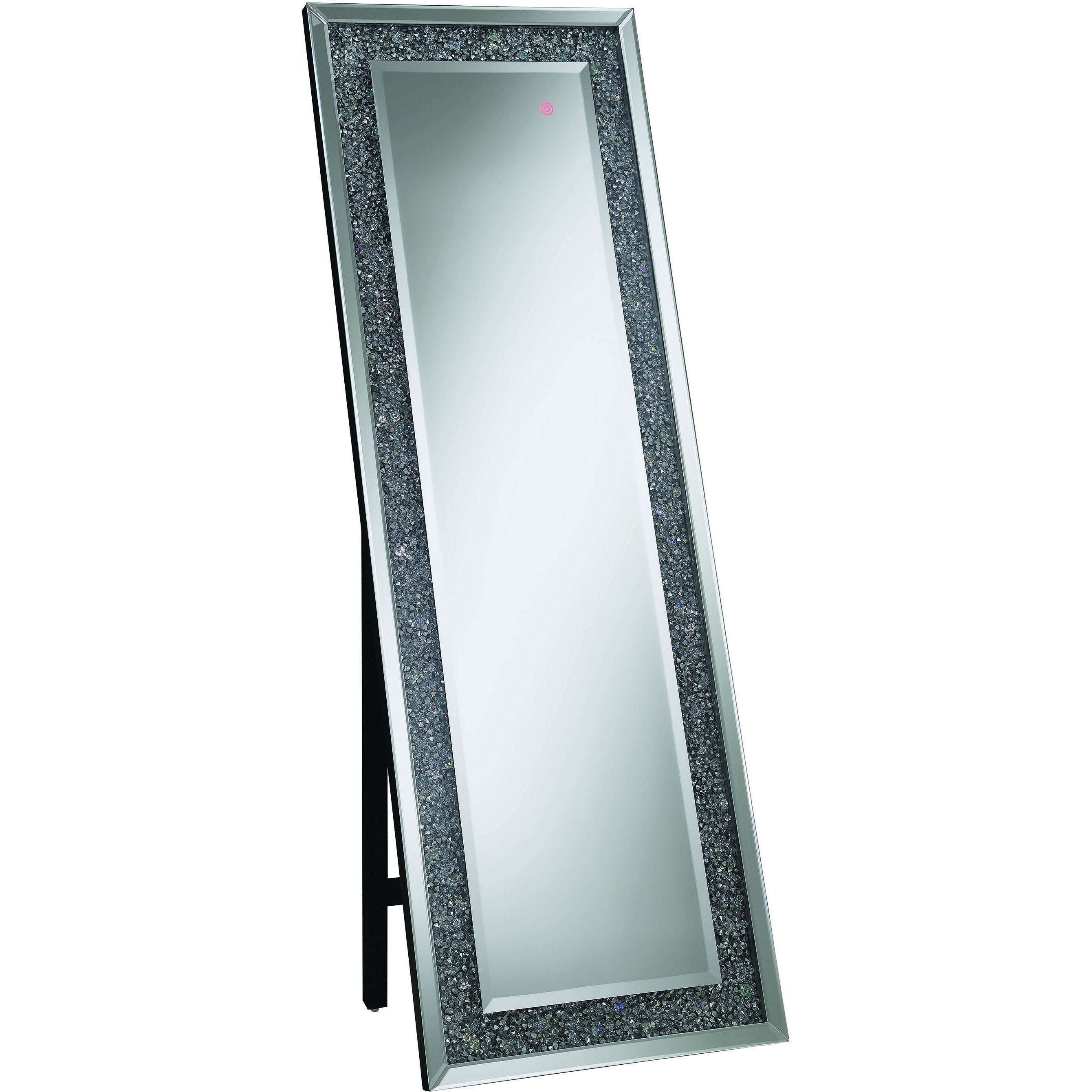 Rectangular Standing Mirror with LED Lighting Silver
