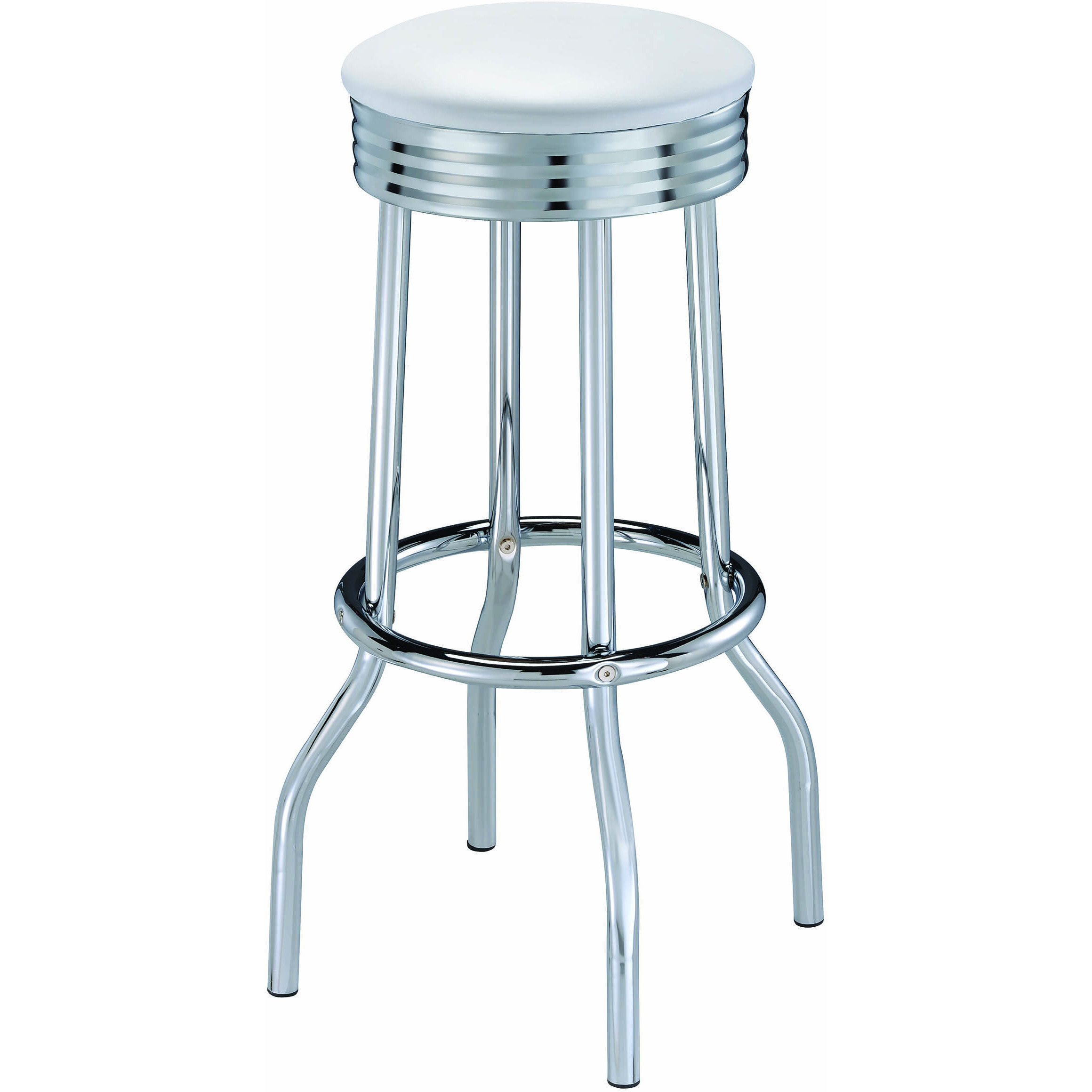 Cleveland Contemporary White Bar-Height Stool