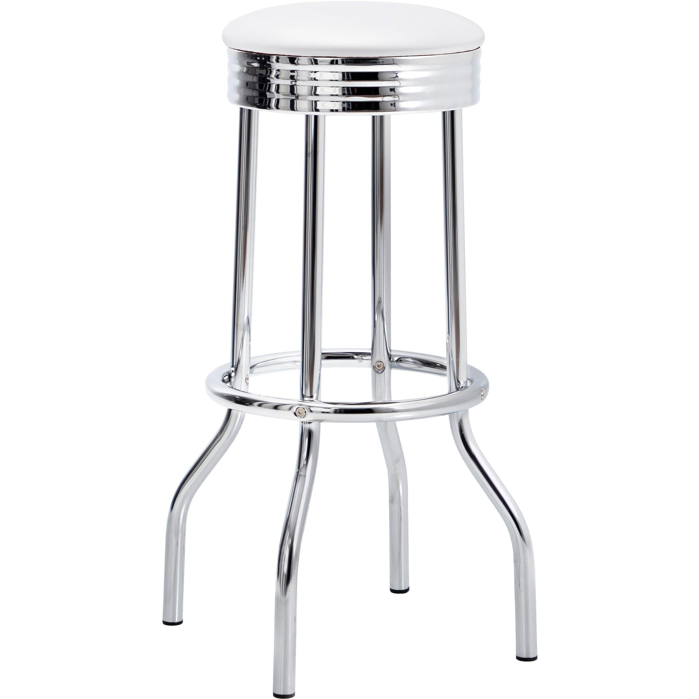 Cleveland Contemporary White Bar-Height Stool