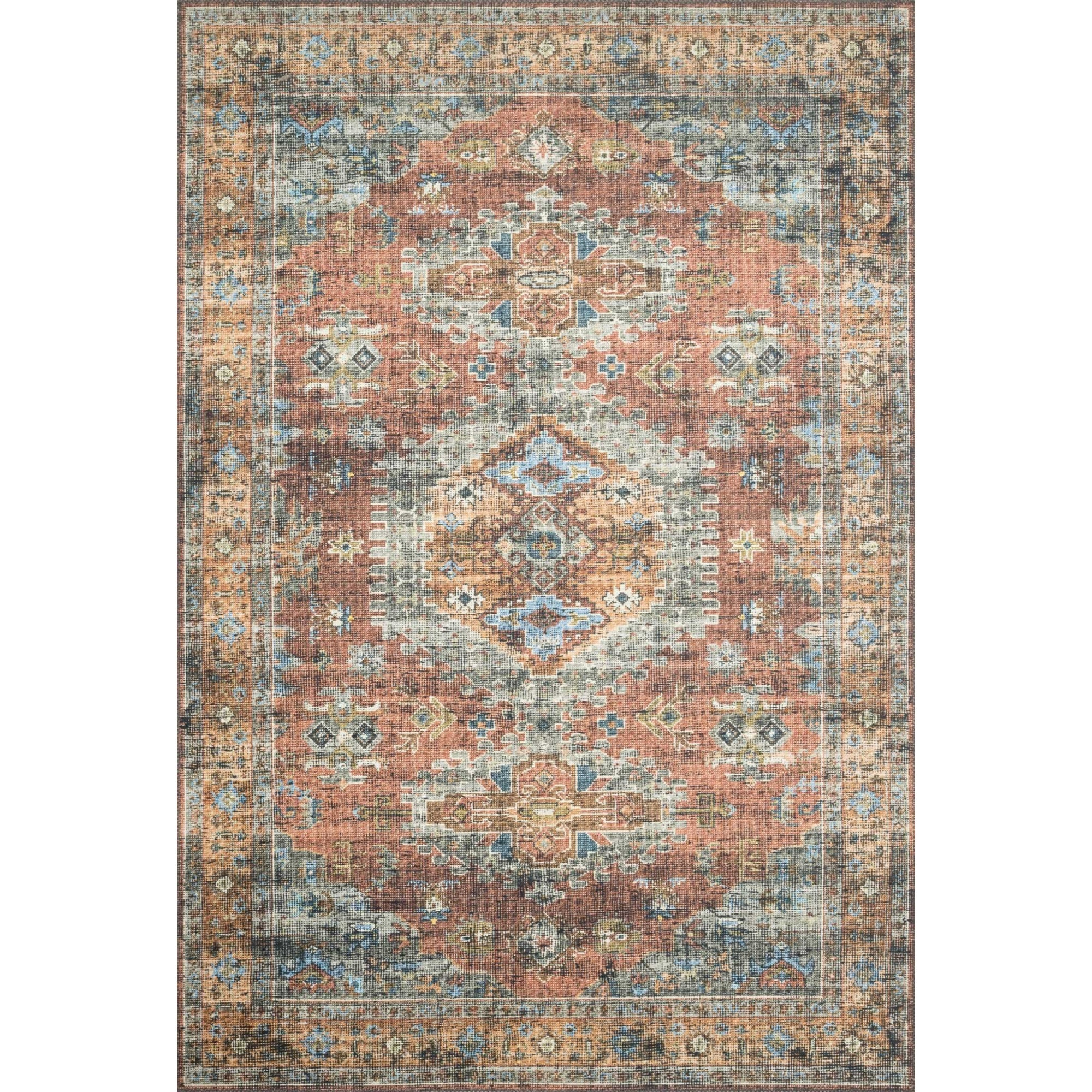 Skye 1'-6" X 1'-6" Sample Swatch Rug, Terracotta / Sky