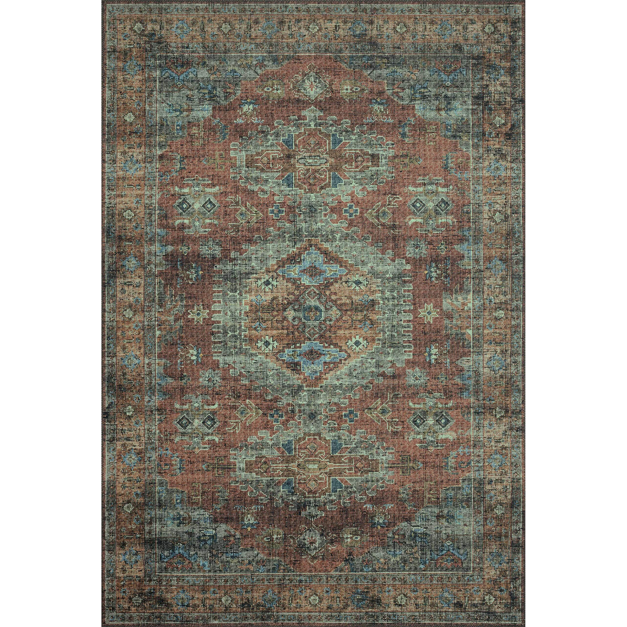 Skye 1'-6" X 1'-6" Sample Swatch Rug, Terracotta / Sky