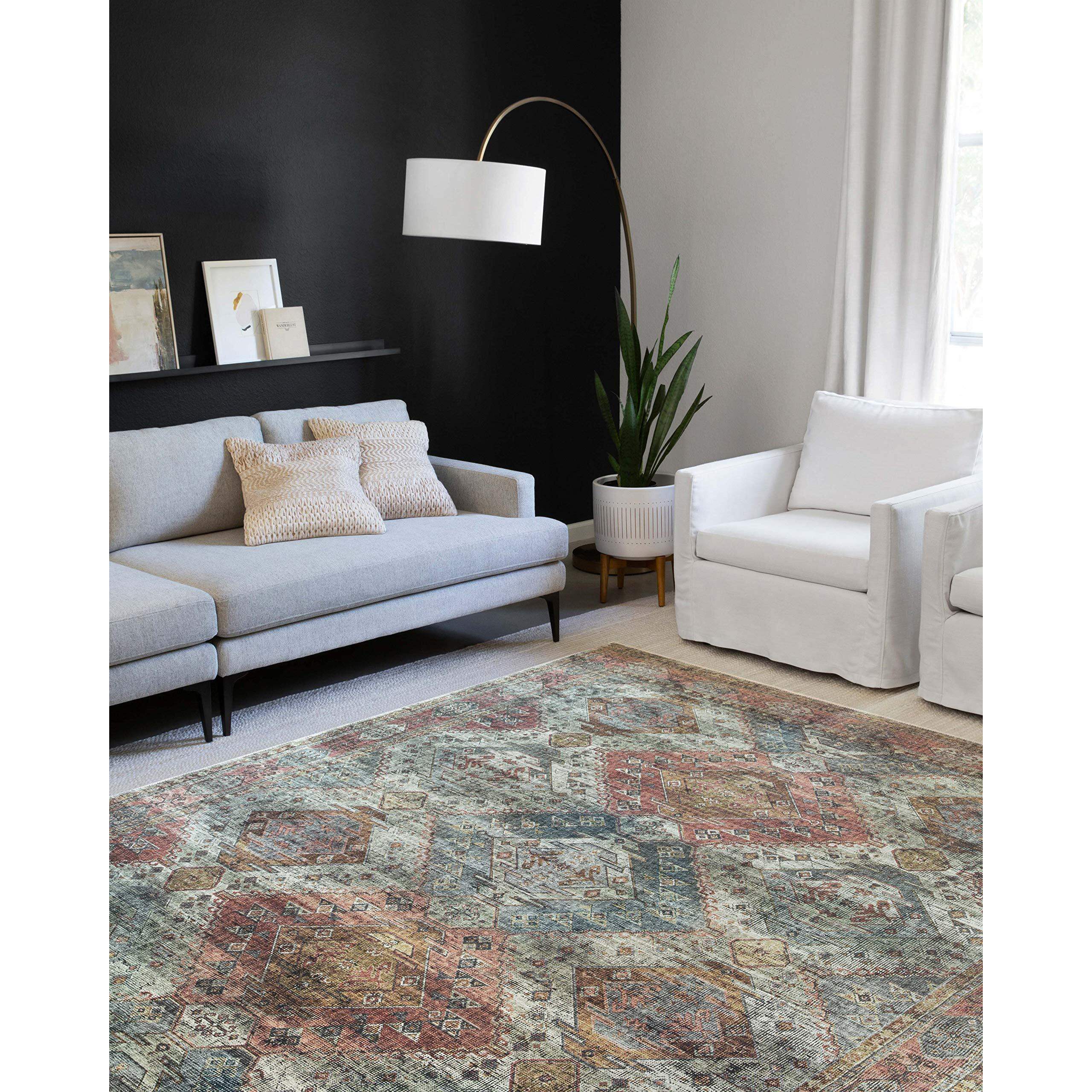 Skye 1'-6" X 1'-6" Sample Swatch Rug, Sea / Rust