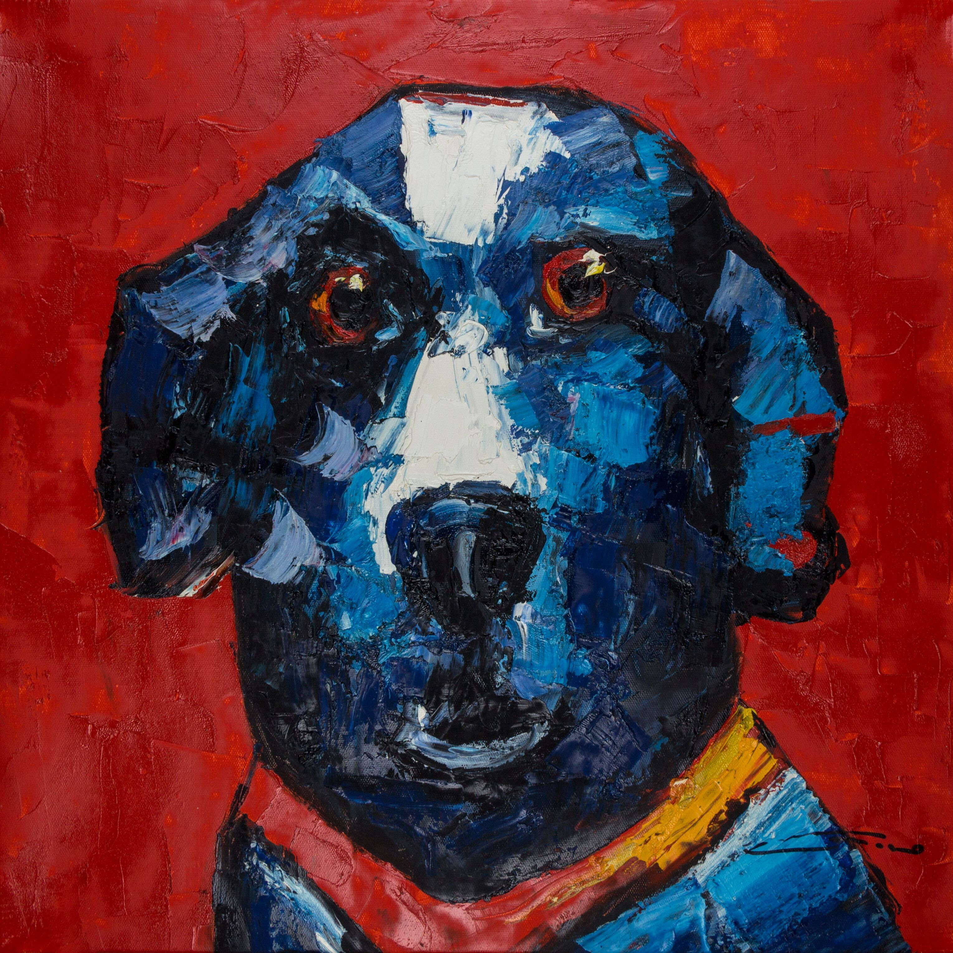 Dog -Red Back Hand Painted on Canvas