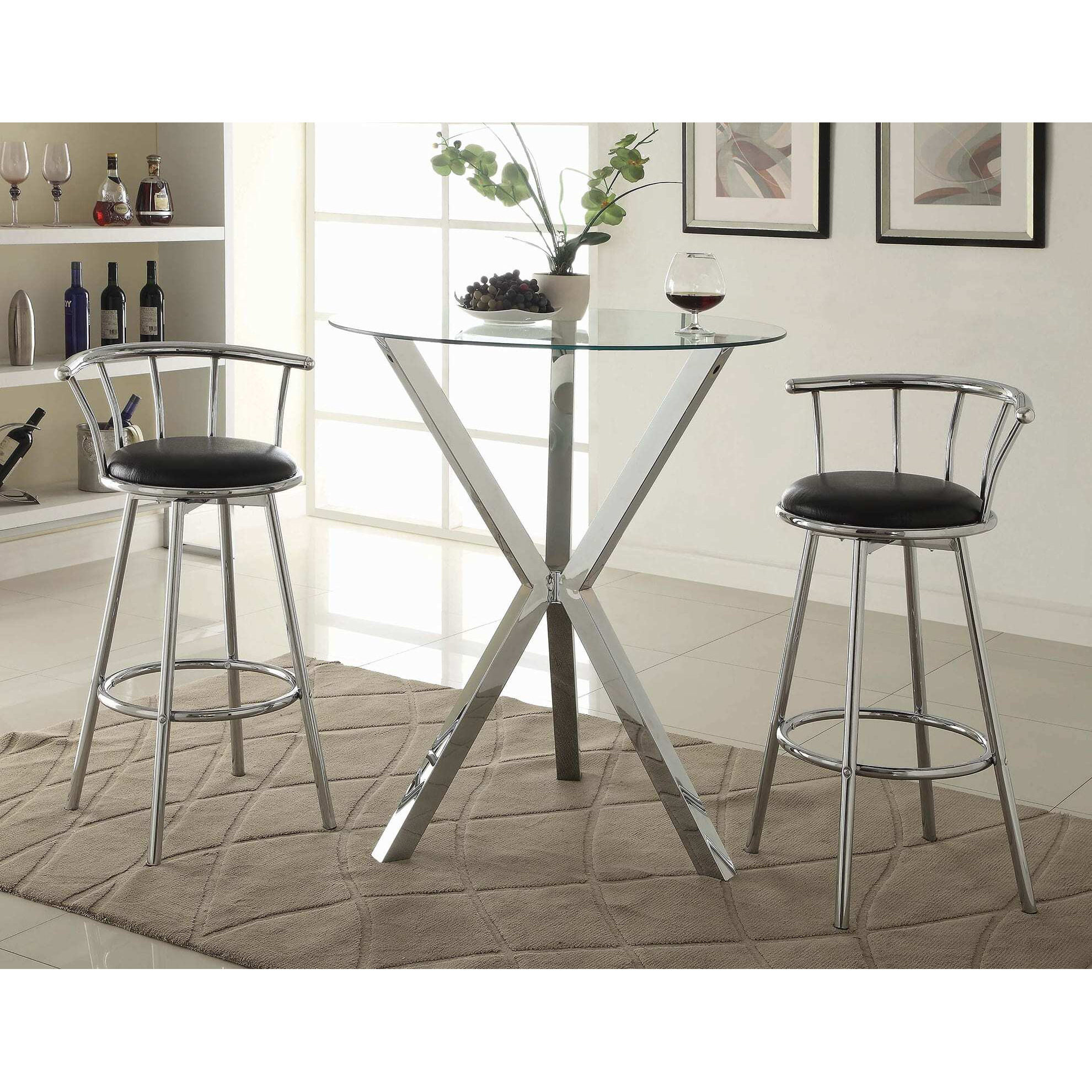 Contemporary Chrome Bar-Height Table