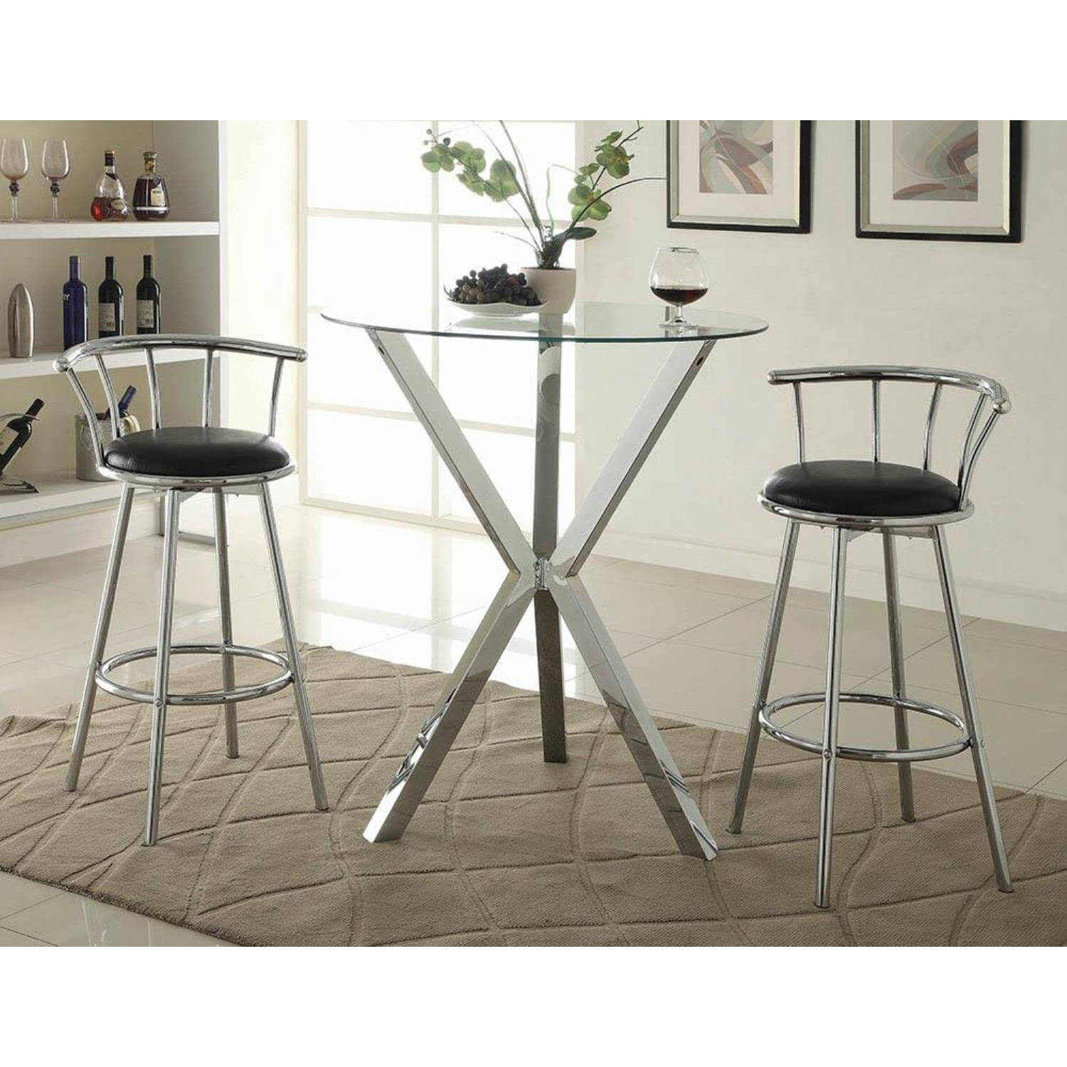 Contemporary Chrome Bar-Height Table