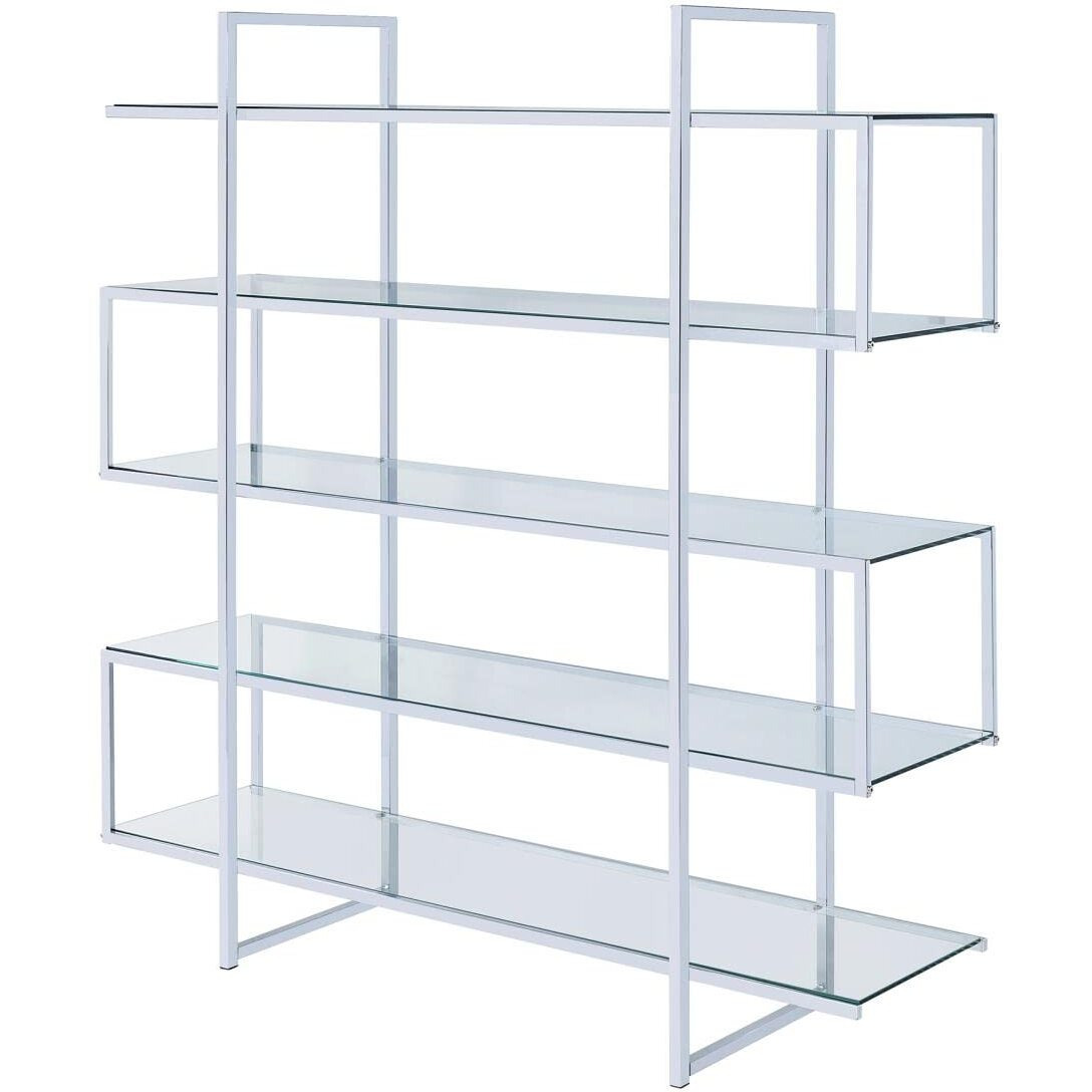 Contemporary Silver Metal and Glass Bookcase