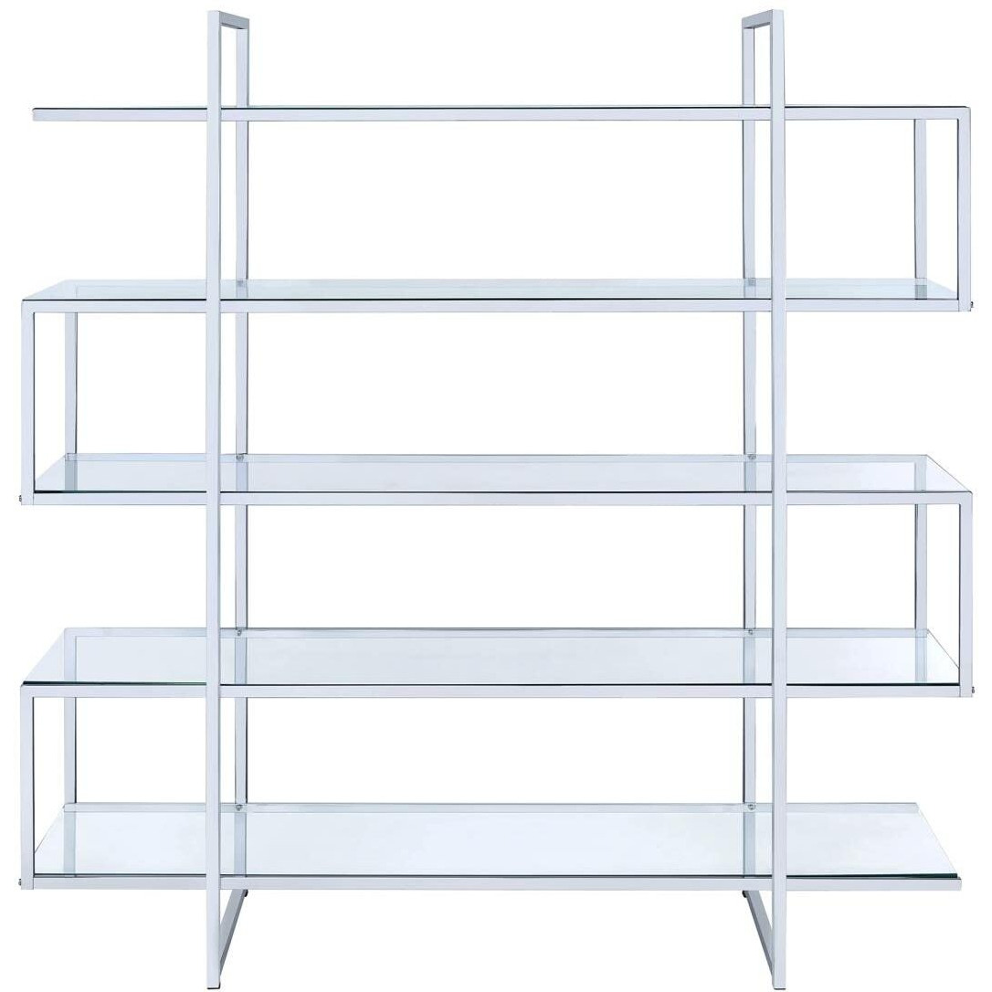 Contemporary Silver Metal and Glass Bookcase