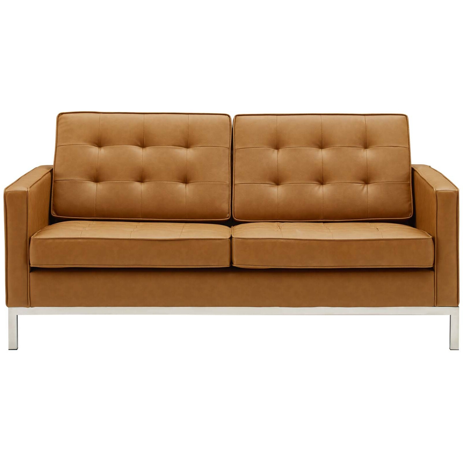 Loft Tufted Upholstered Faux Leather Loveseat