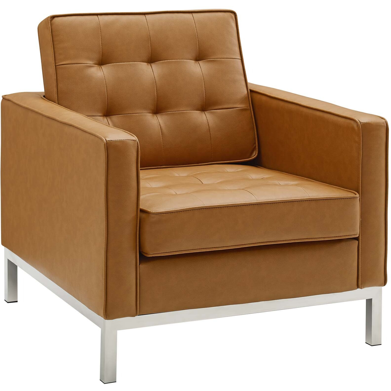 Loft Tufted Upholstered Faux Leather Armchair