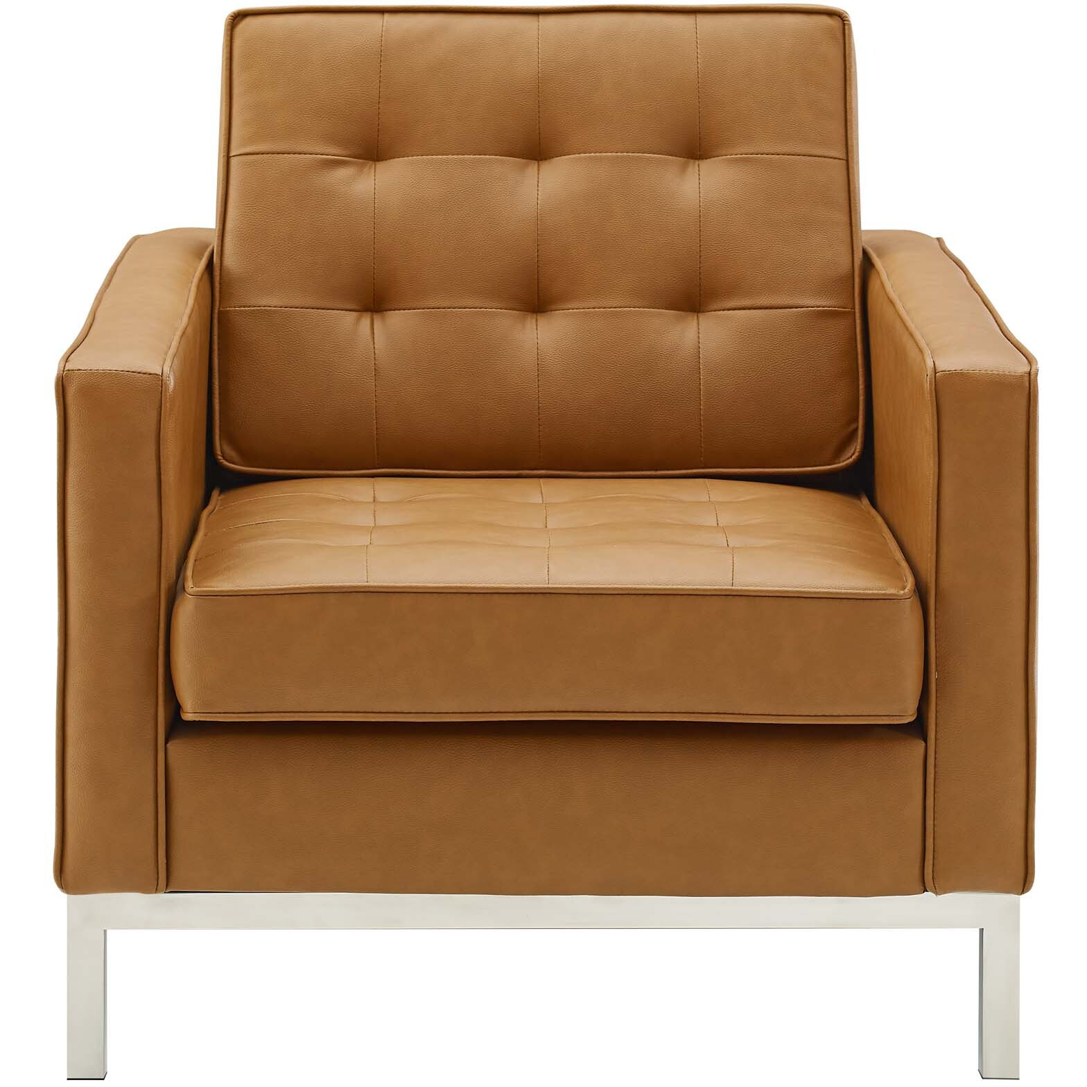 Loft Tufted Upholstered Faux Leather Armchair