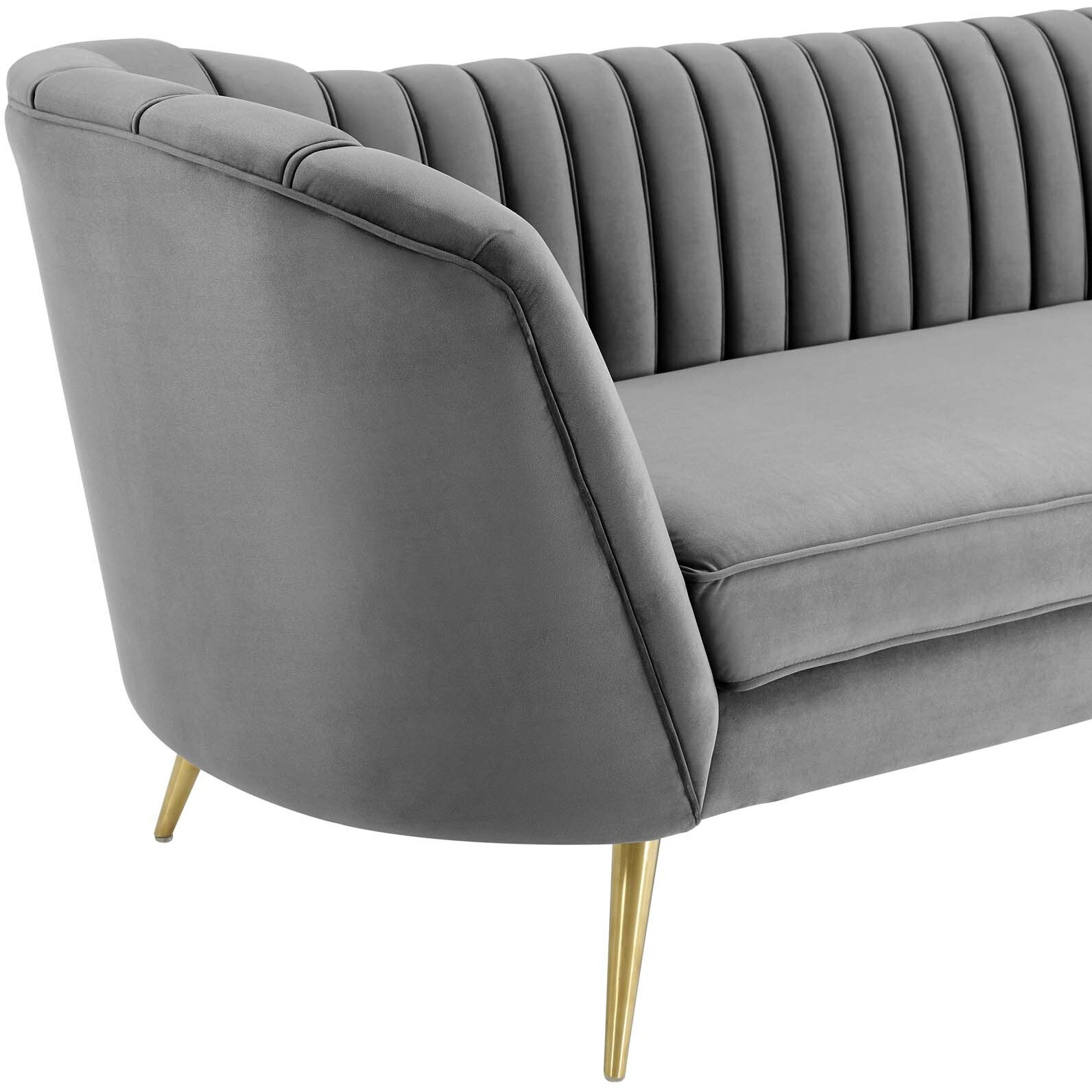 Opportunity Vertical Channel Tufted Curved Performance Velvet Sofa