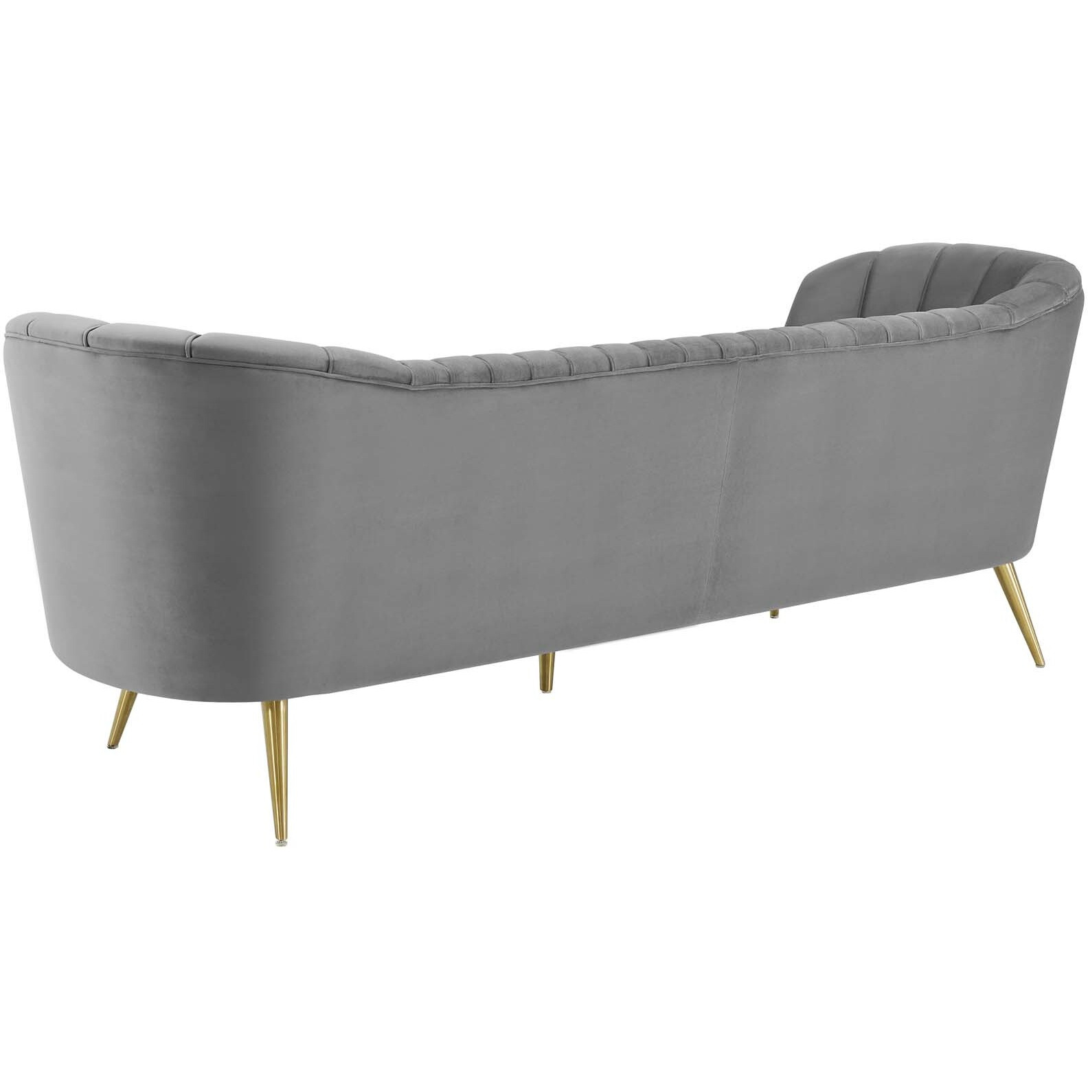 Opportunity Vertical Channel Tufted Curved Performance Velvet Sofa