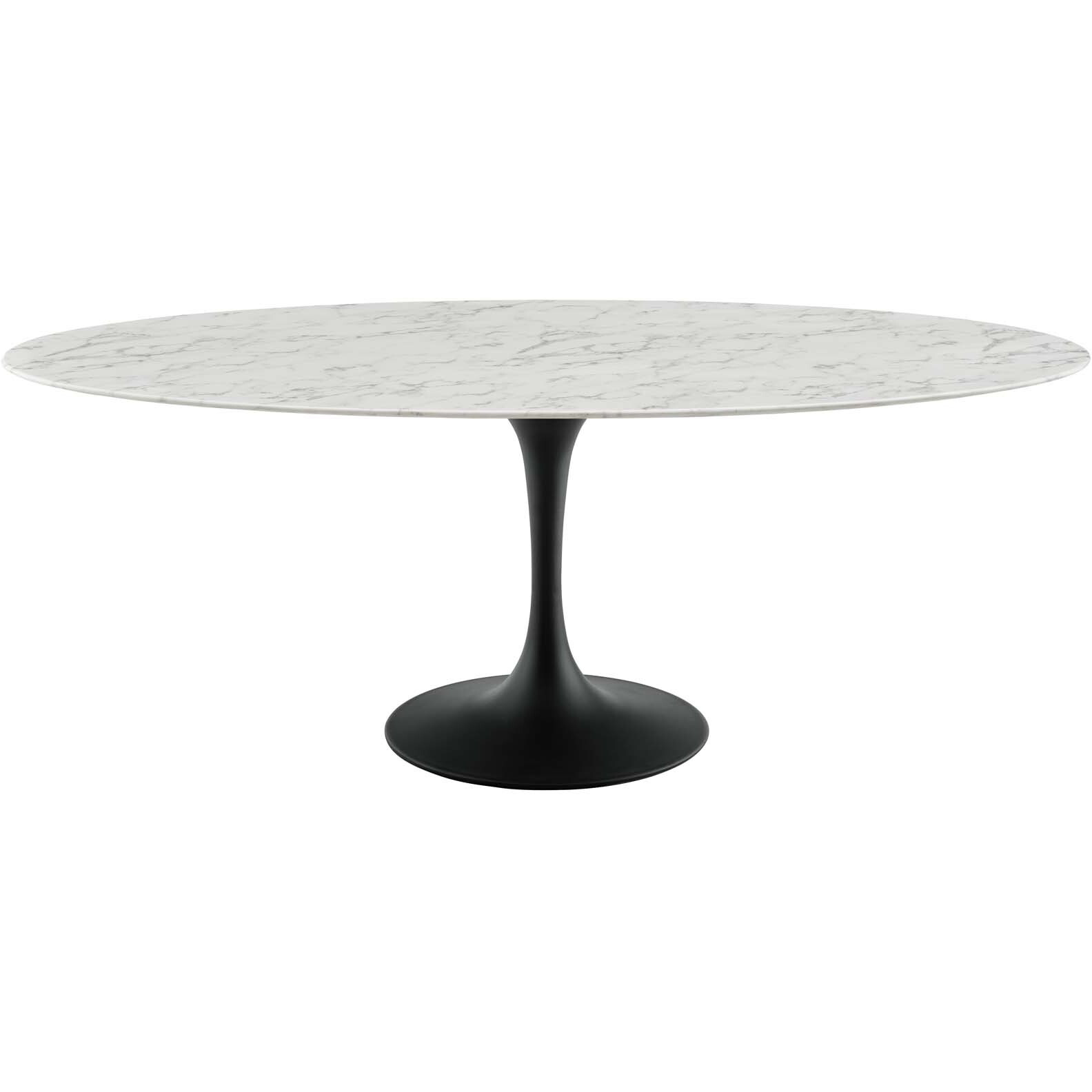 Lippa 78" Oval Artificial Marble Dining Table