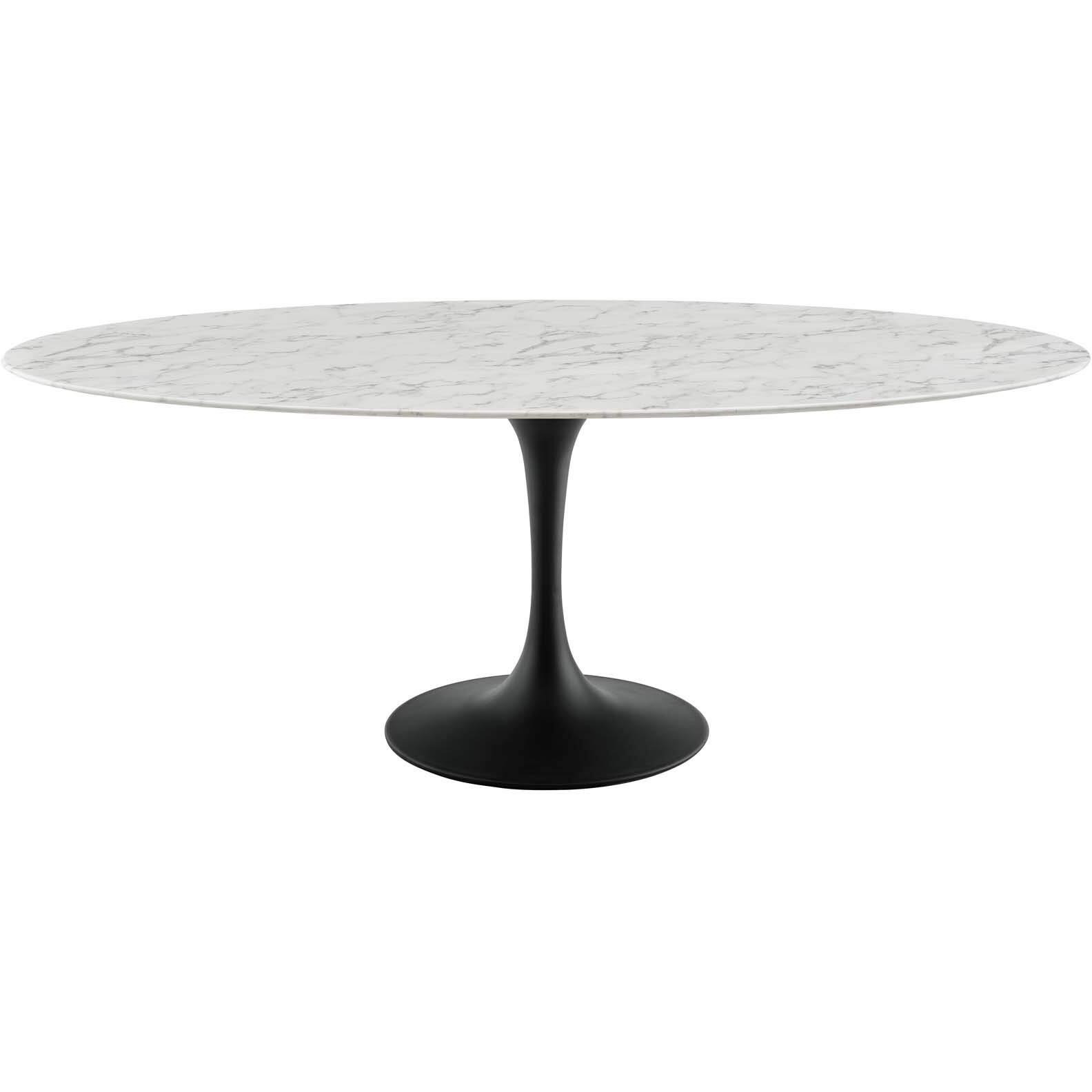 Lippa 78" Oval Artificial Marble Dining Table