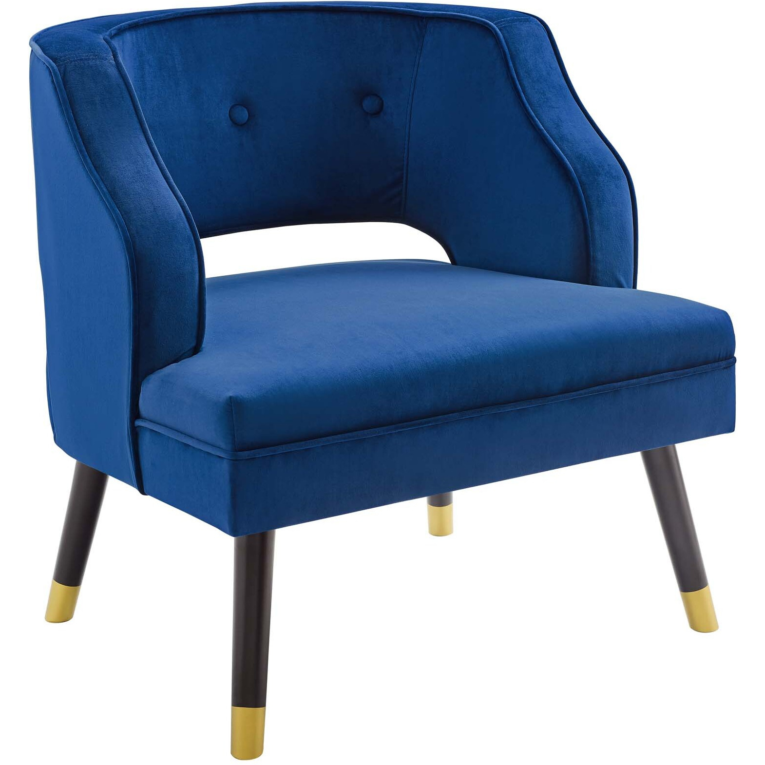 Traipse Button Tufted Open Back Performance Velvet Armchair