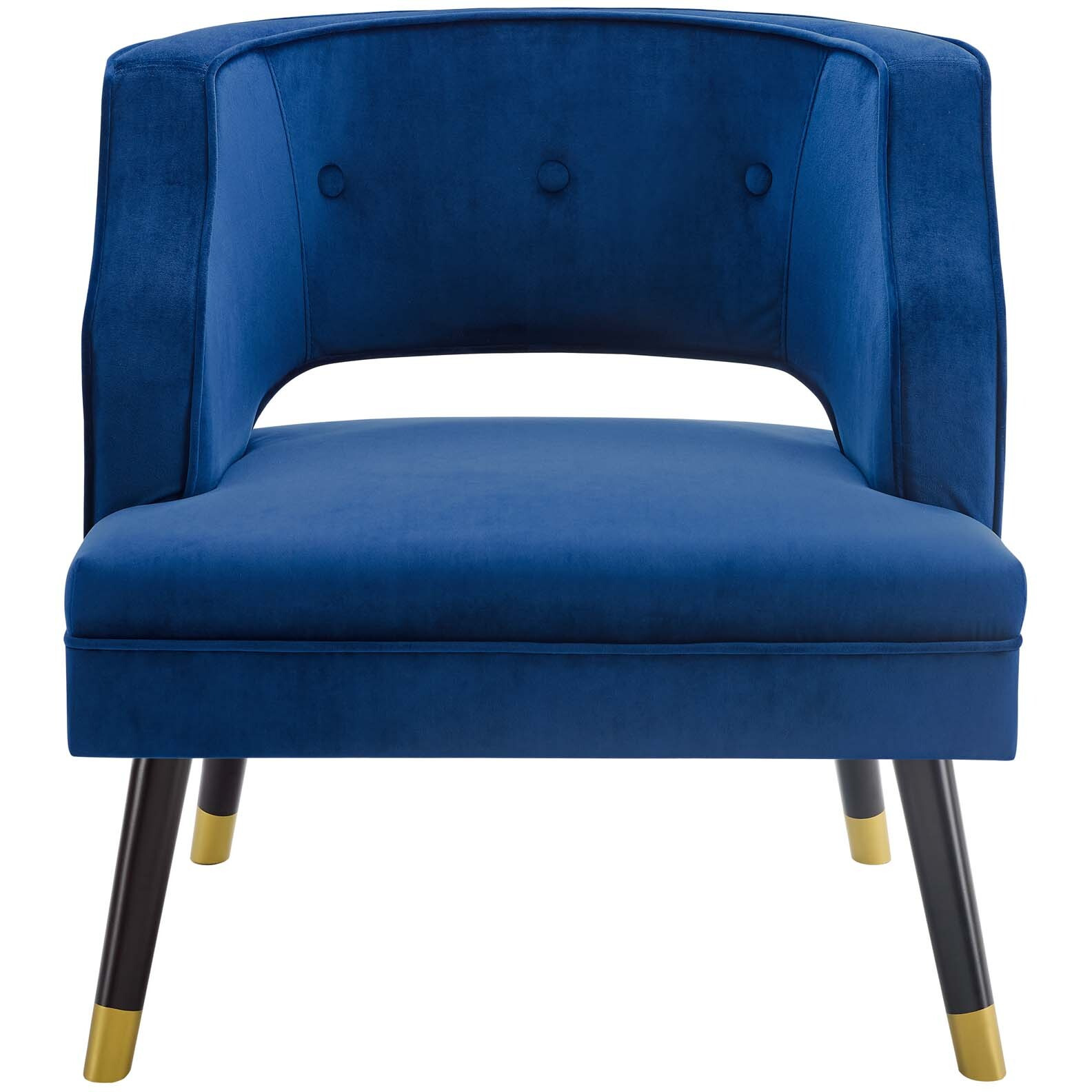Traipse Button Tufted Open Back Performance Velvet Armchair