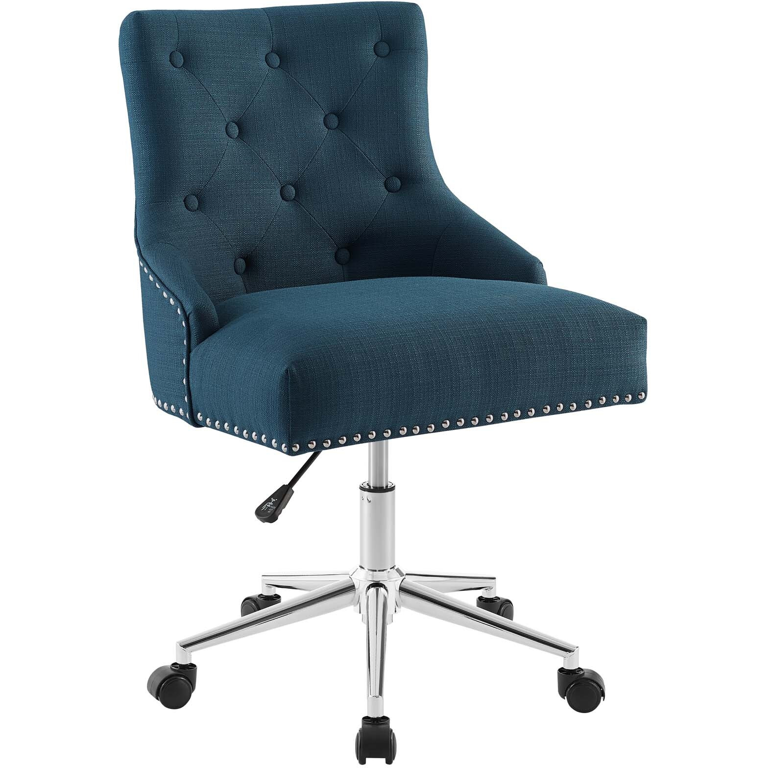 Regent Tufted Button Swivel Upholstered Fabric Office Chair