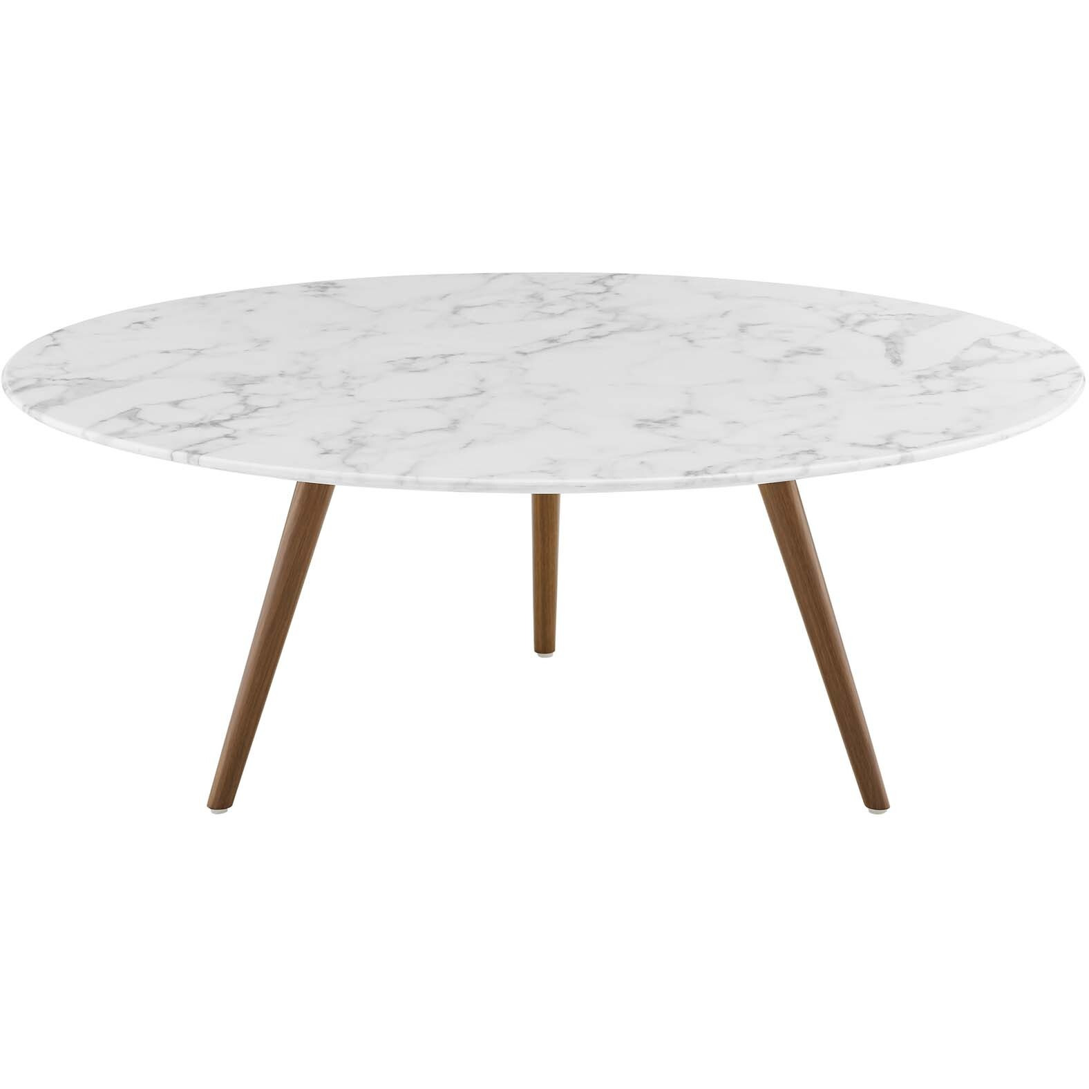 Lippa 40" Round Artificial Marble Coffee Table with Tripod Base
