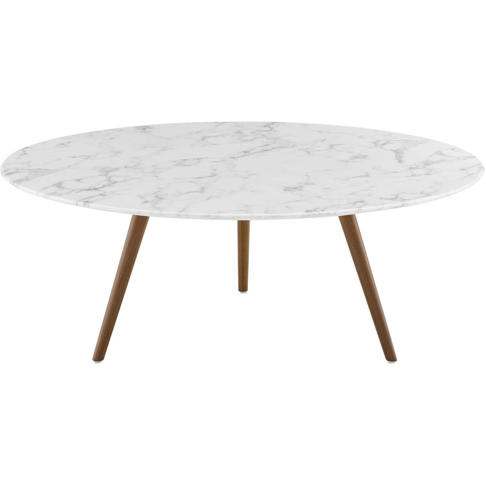 Lippa 40" Round Artificial Marble Coffee Table with Tripod Base