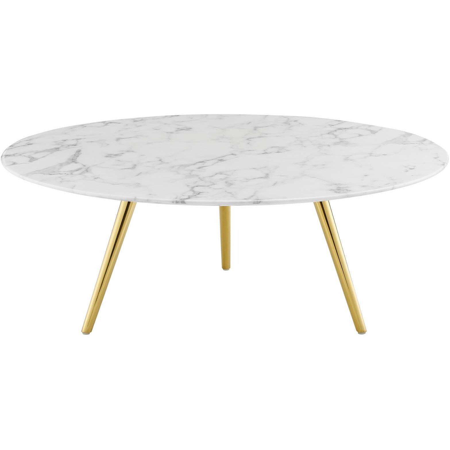 Lippa 40" Round Artificial Marble Coffee Table with Tripod Base