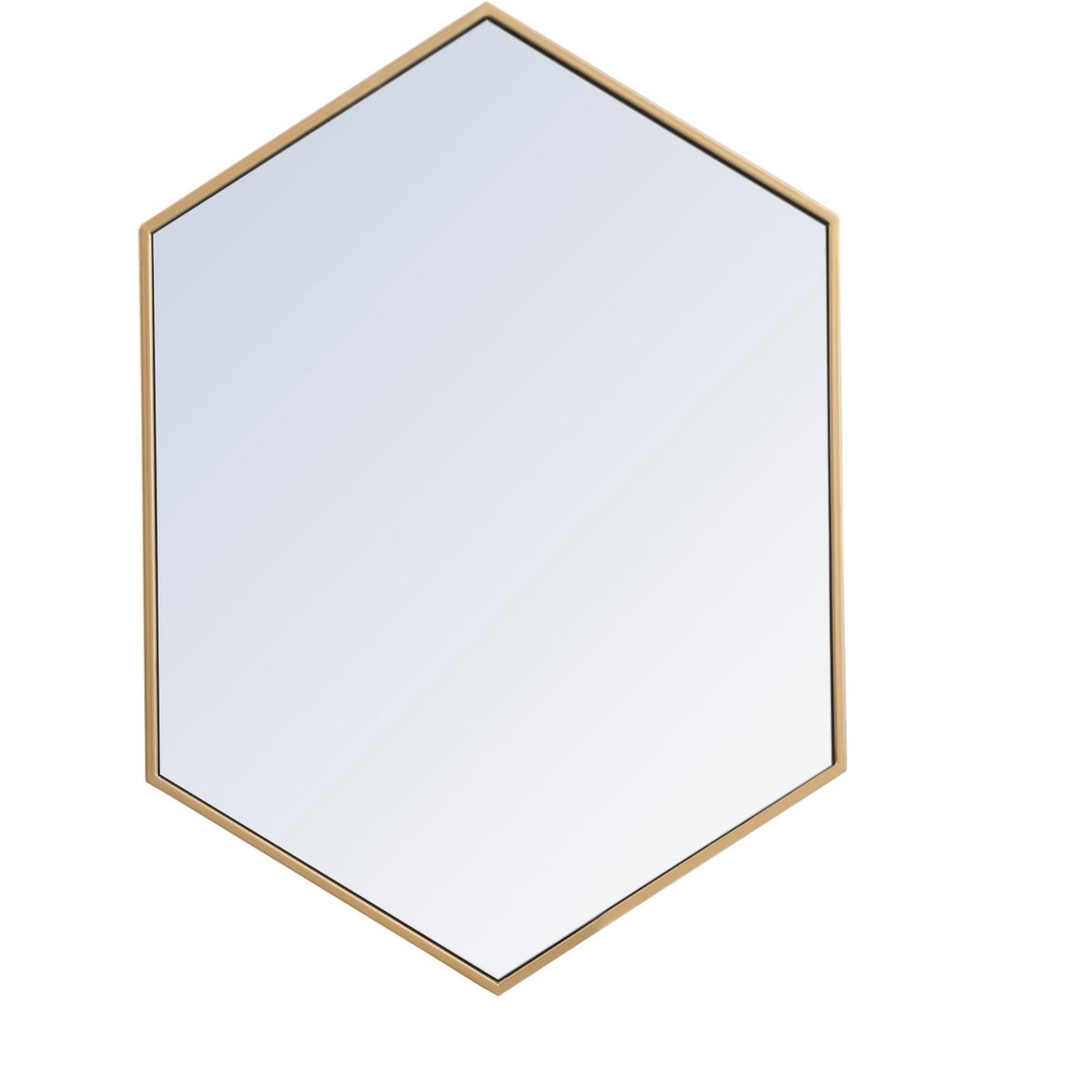 Metal frame hexagon mirror 24 inch in Brass