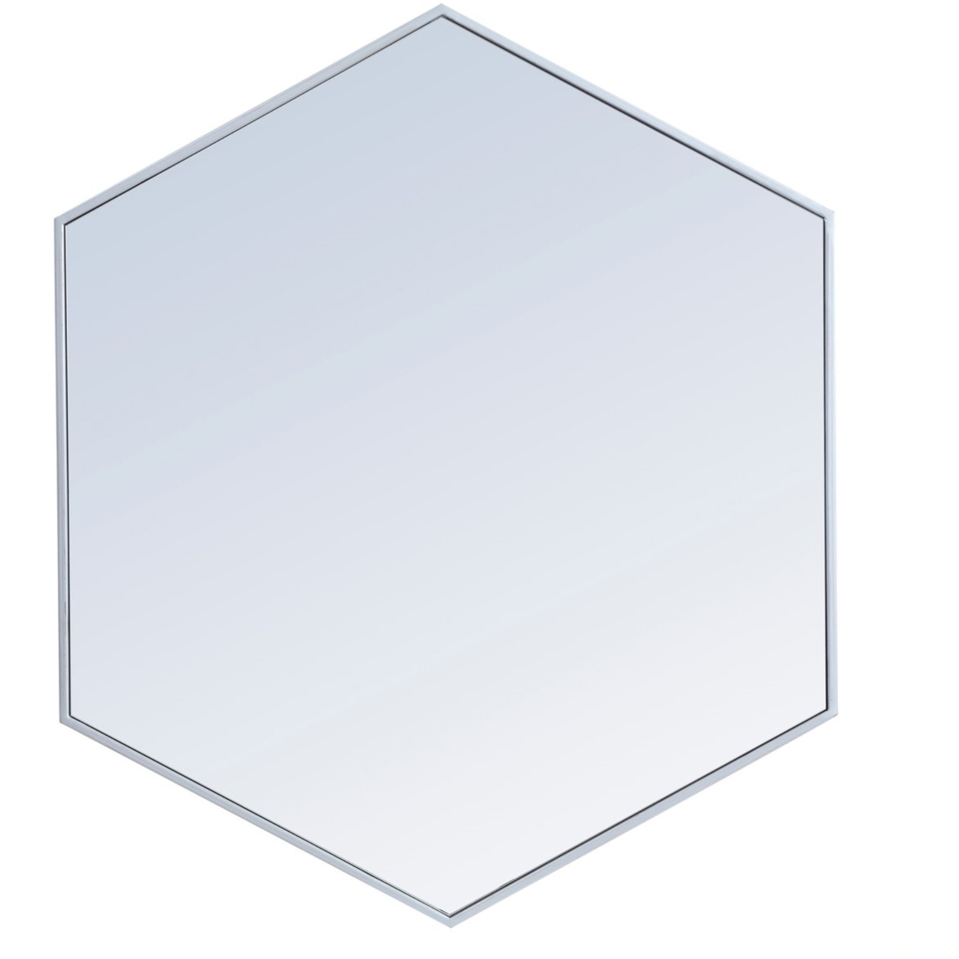 Metal frame hexagon mirror 38 inch in Sliver