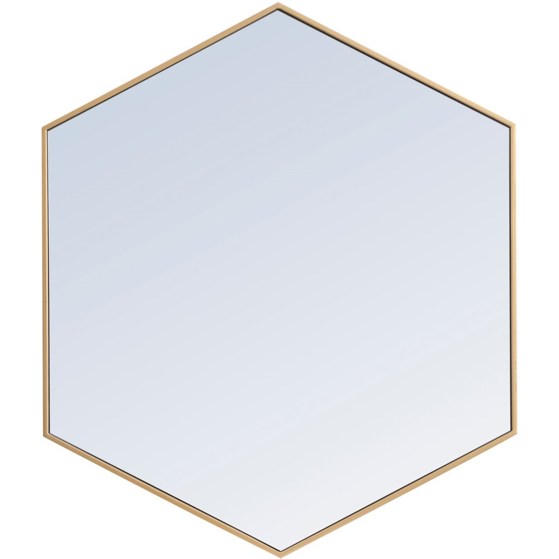 Metal frame hexagon mirror 41 inch in Brass