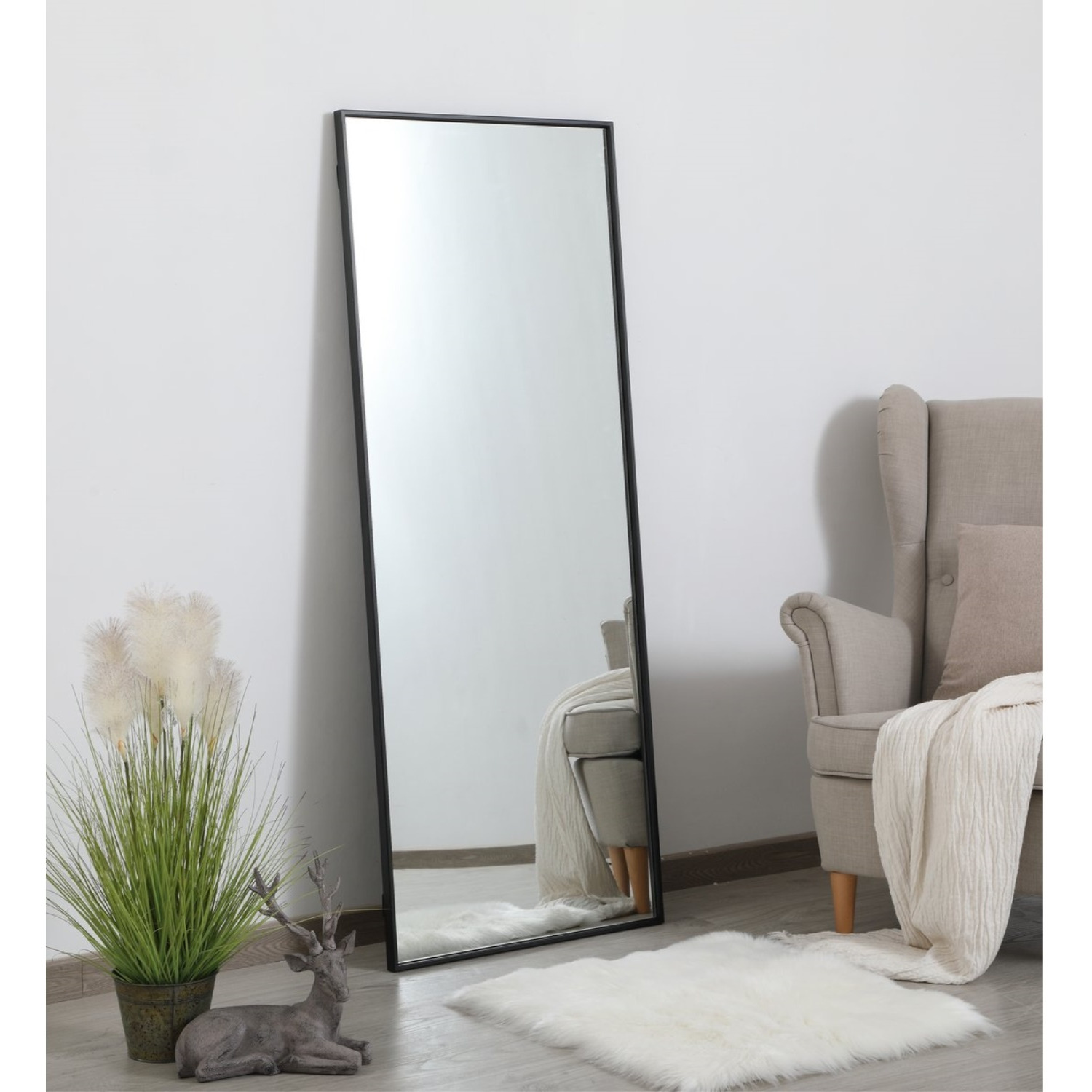 Metal frame rectangle mirror 24 inch in Black
