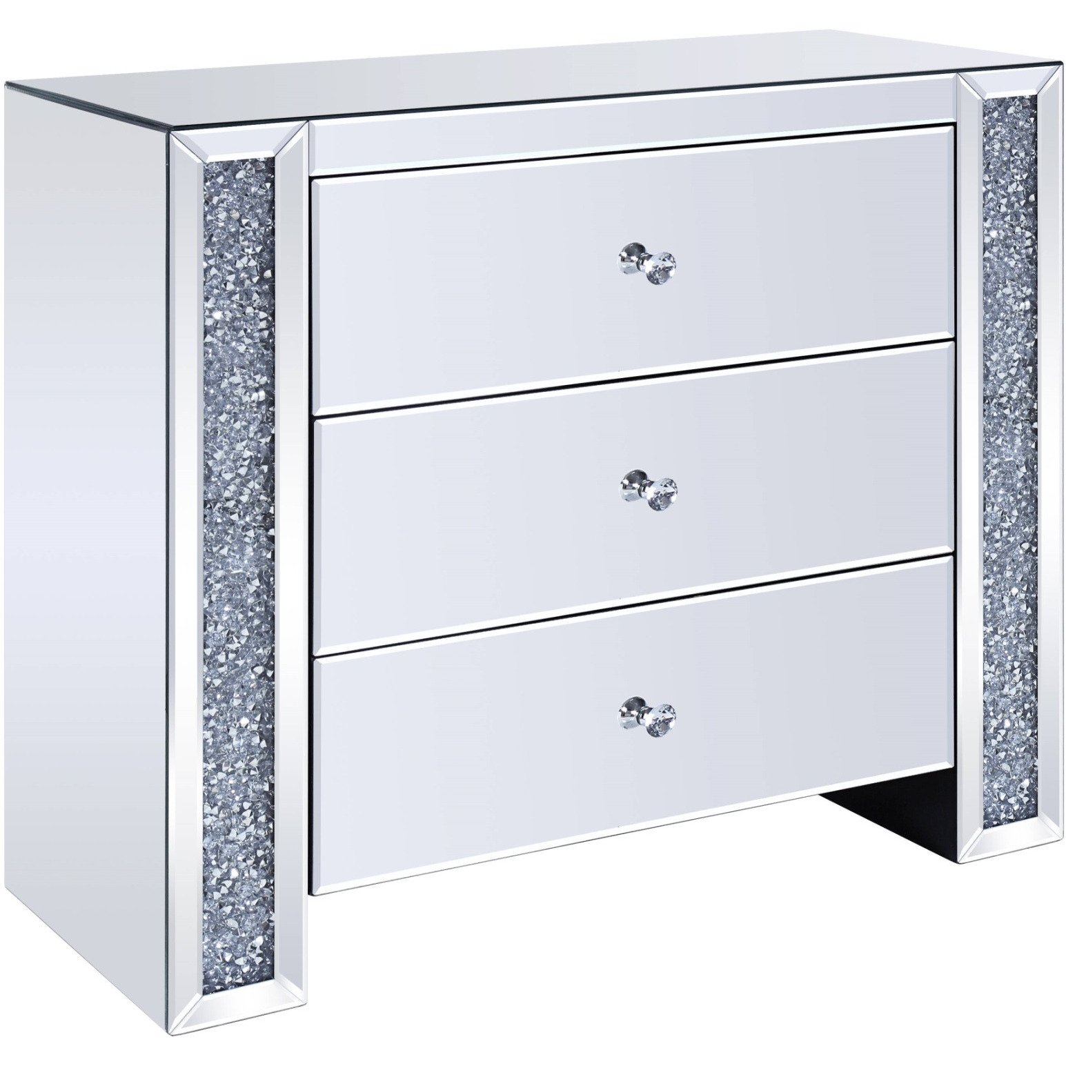 Wood and Mirror Cabinet with Three Drawers, Clear
