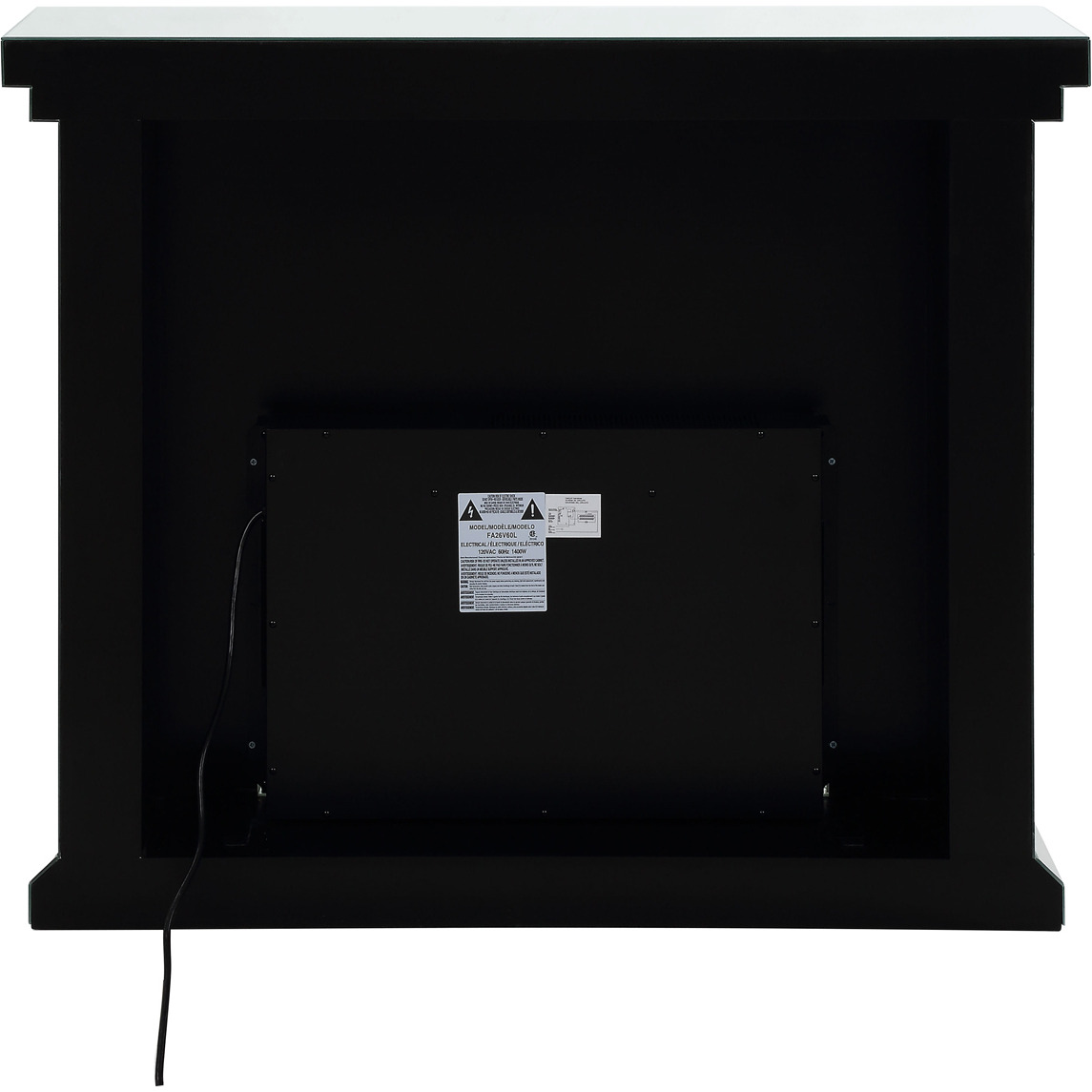 Wood and Mirror Electric Fireplace with Faux Crystals Inlay, Clear and Black