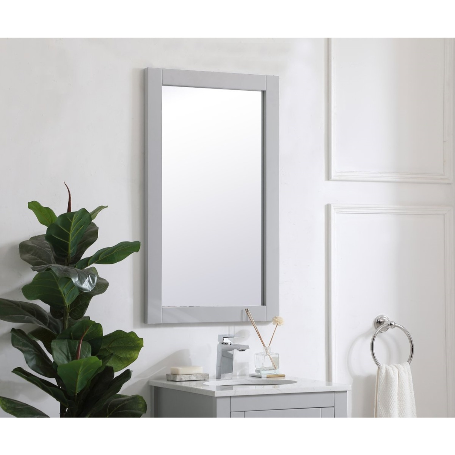 Aqua rectangle vanity mirror 18 inch in Grey