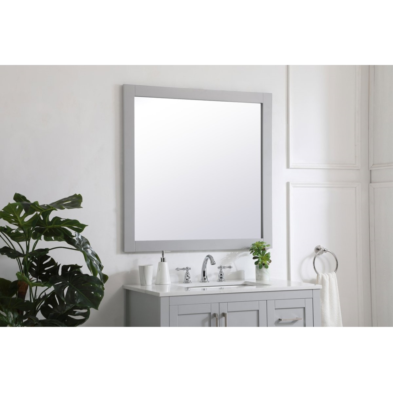 Aqua square vanity mirror 36 inch in Grey