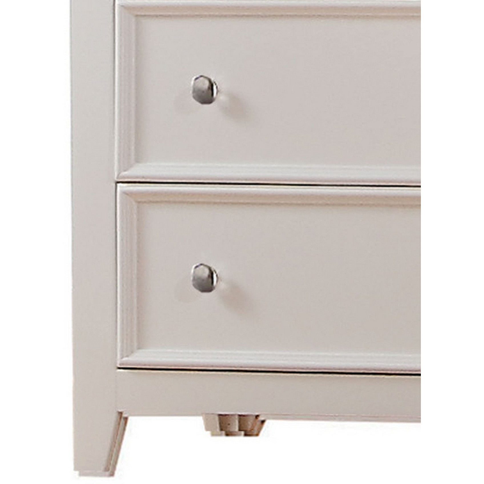 Contemporary Five Drawers Wooden Chest with Tapered Legs, White