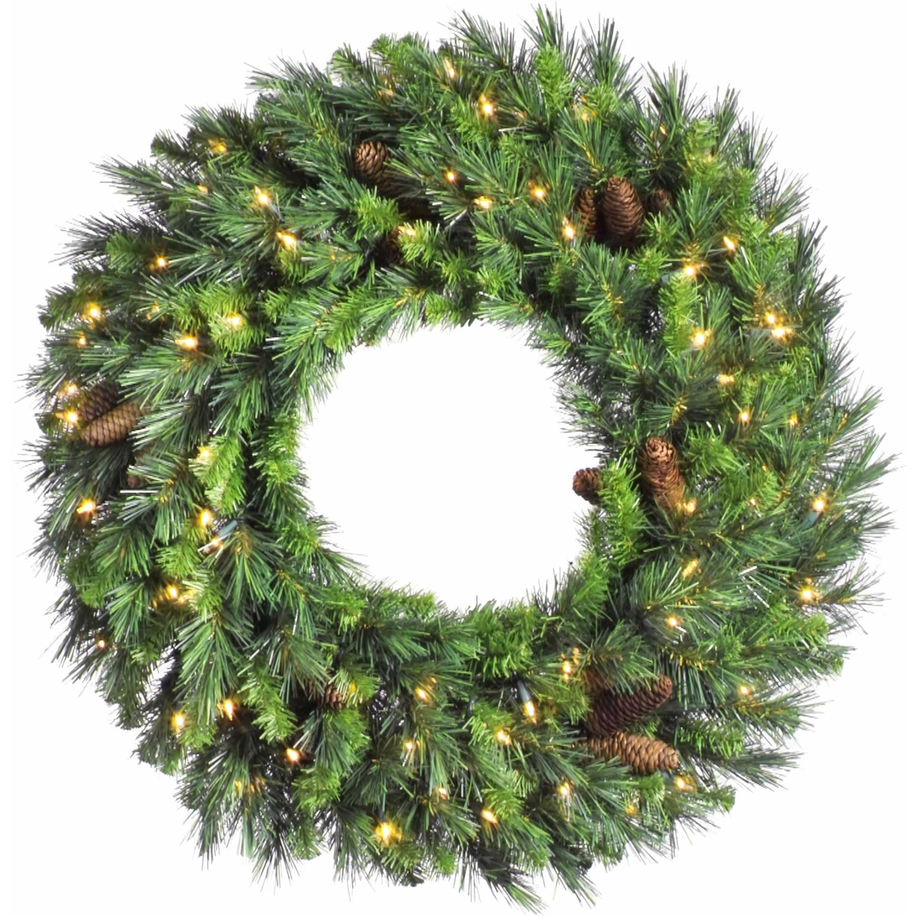 Vickerman 120" Cheyenne Pine Wreath 1200WmWht LED - A801089LED