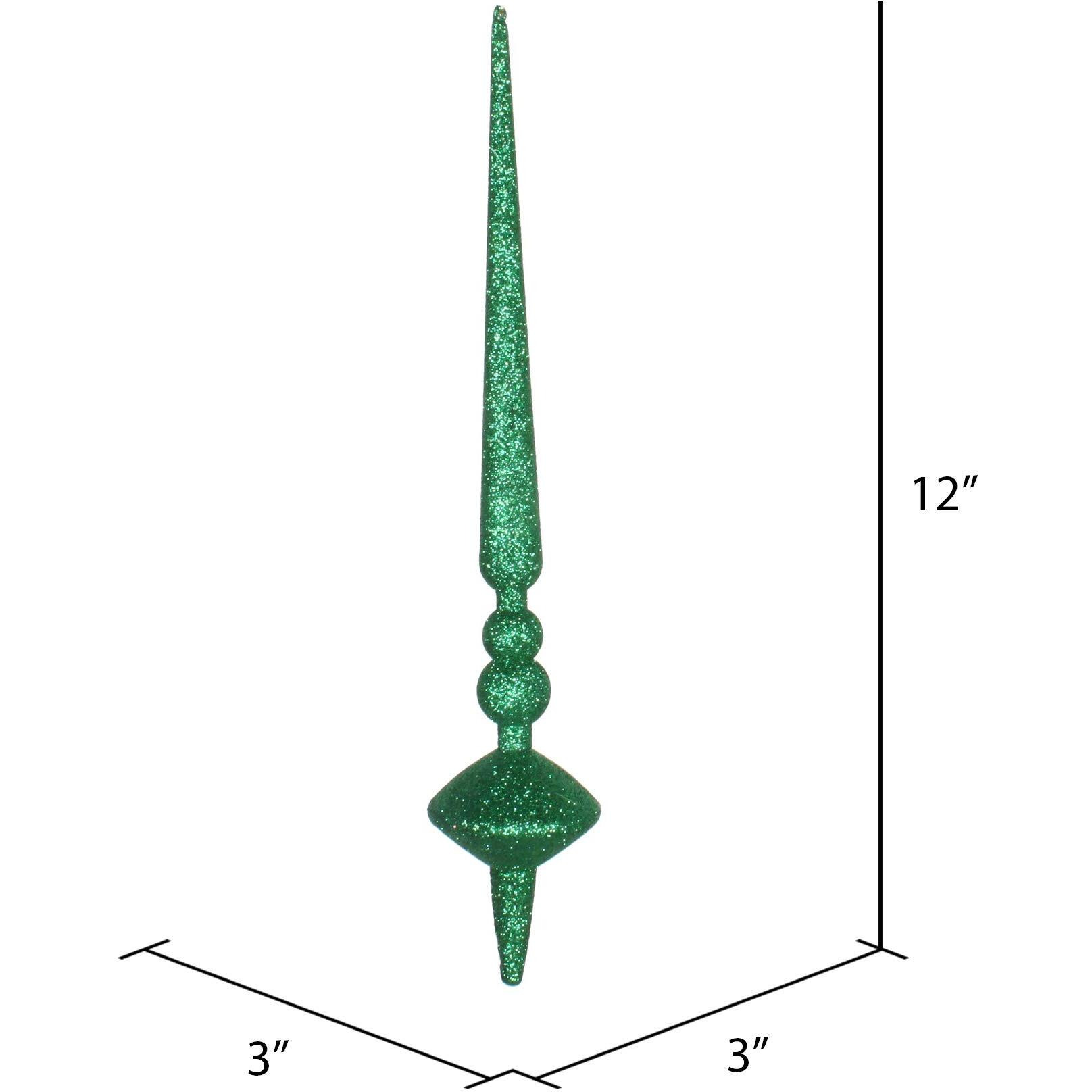 Vickerman 12" Green Glitter Cupola Finial 3/Bag - M183304G
