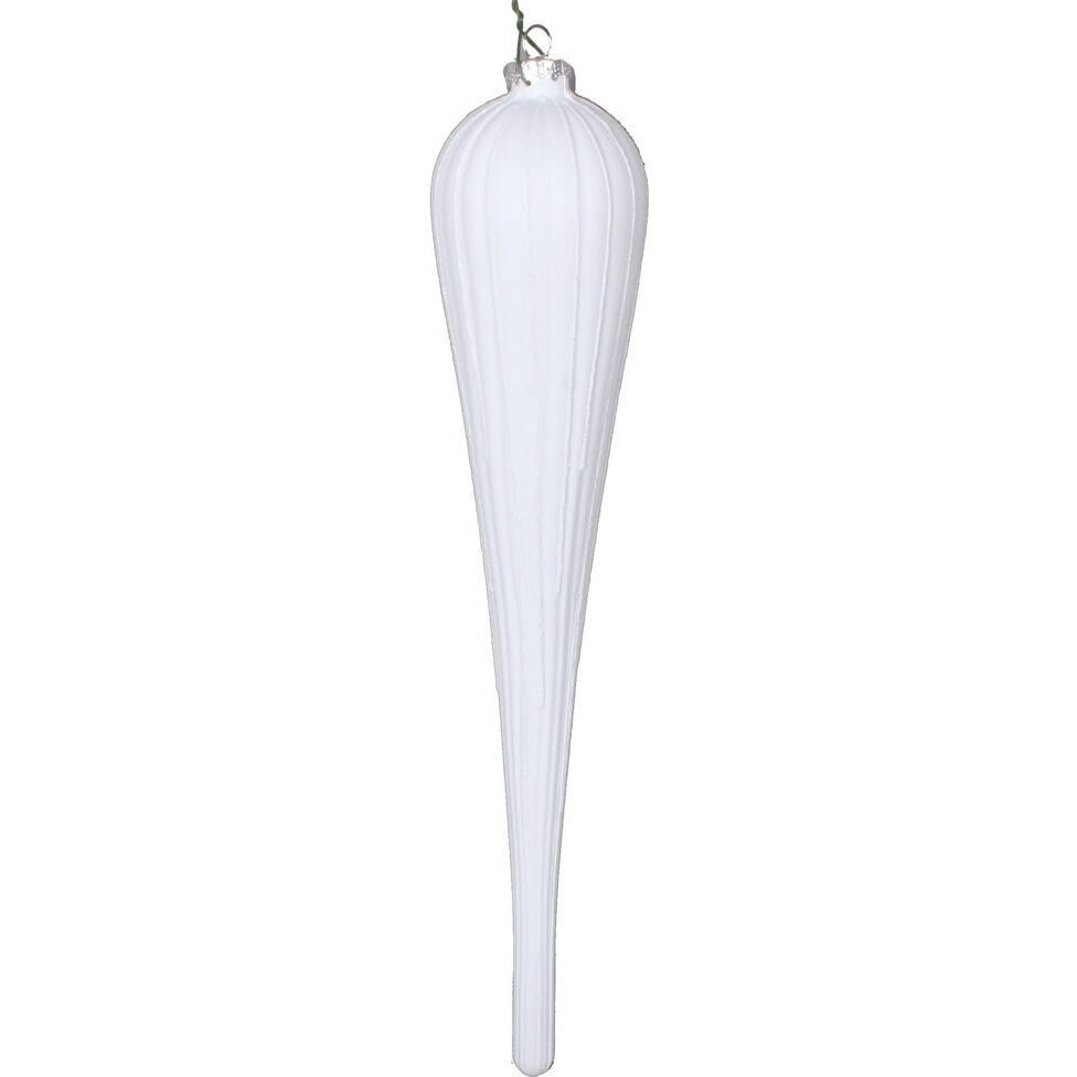 Vickerman 11" White Glitter Drop Ornament 3/Bag - MT195011D