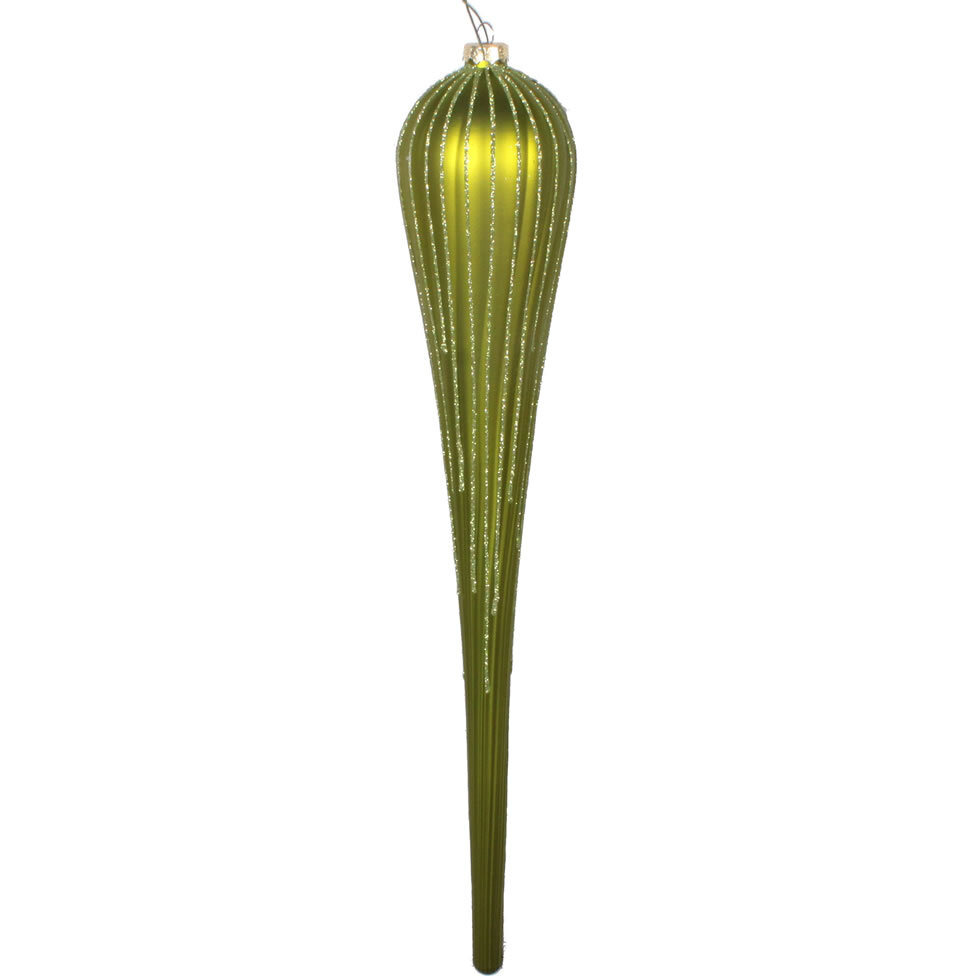 Vickerman 15.75" Lime Glitter Drop Ornament 2/Bag - MT195173D