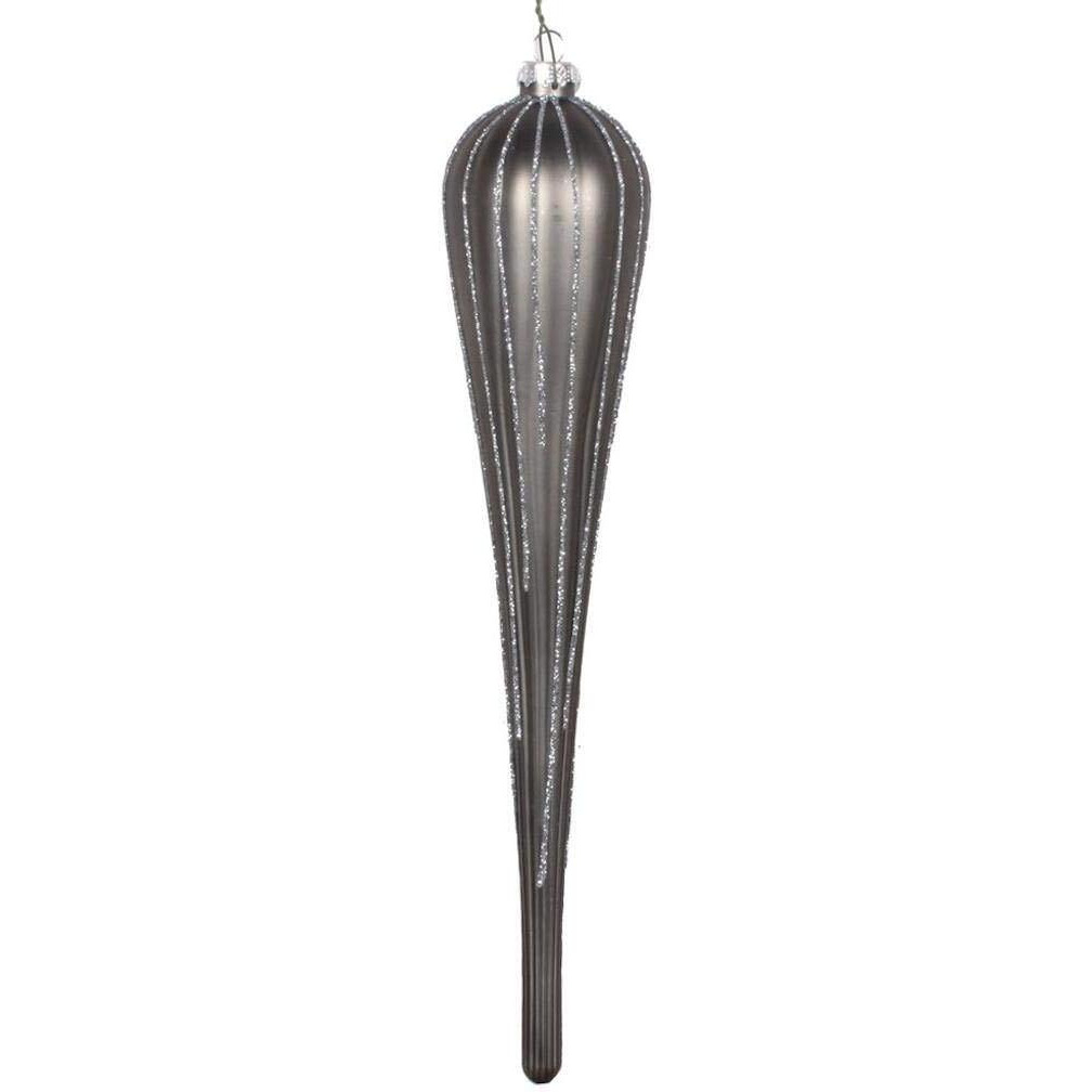 Vickerman 15.75" Pewter Glitter Drop Ornament 2/Bg - MT195187D