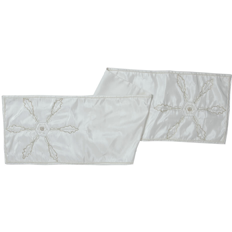 Vickerman 14" x 90" Beaded Snowflakes Table Runner - QTX17053