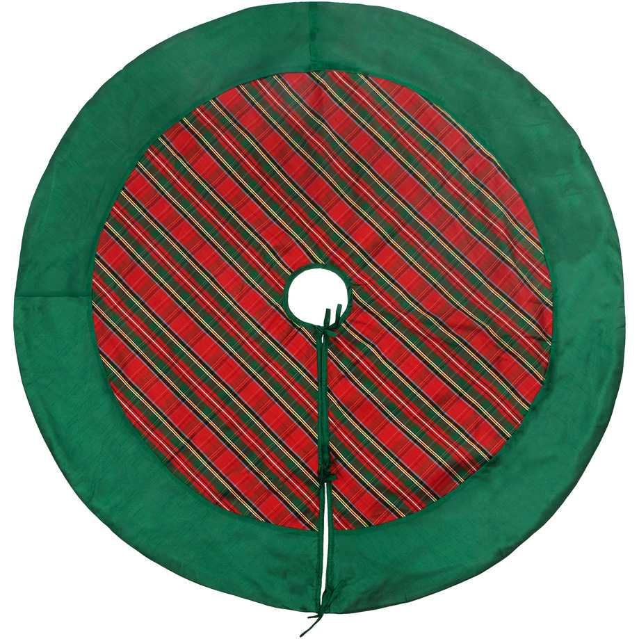 Vickerman 52" Red/Green Plaid Treeskirt Green Trim - QTX190852