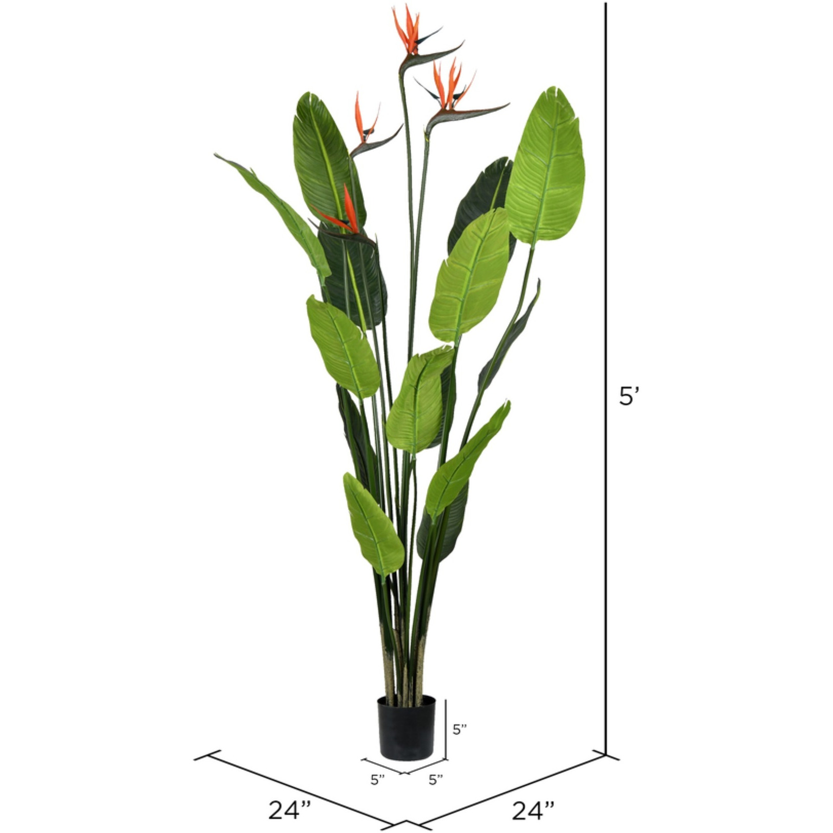 Vickerman 5' Artificial Potted Bird of Paradise Palm Tree.